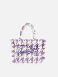 Wooly Colette fringed handbag with pied de poule pattern - MC2 Saint Barth