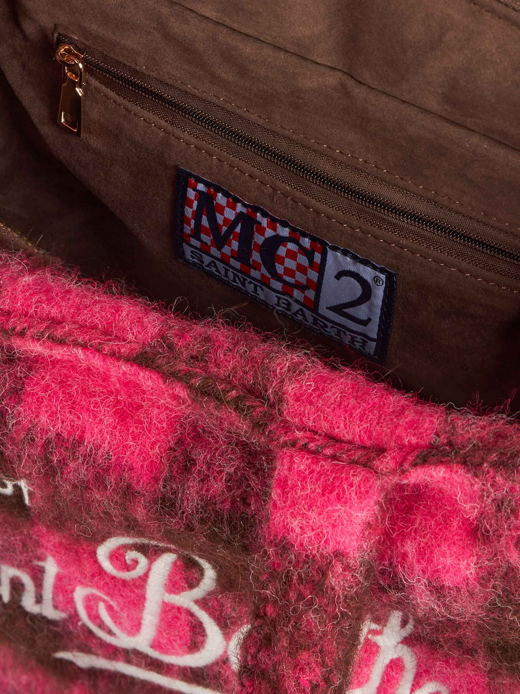 Wooly Colette fringed handbag with check pattern - MC2 Saint Barth