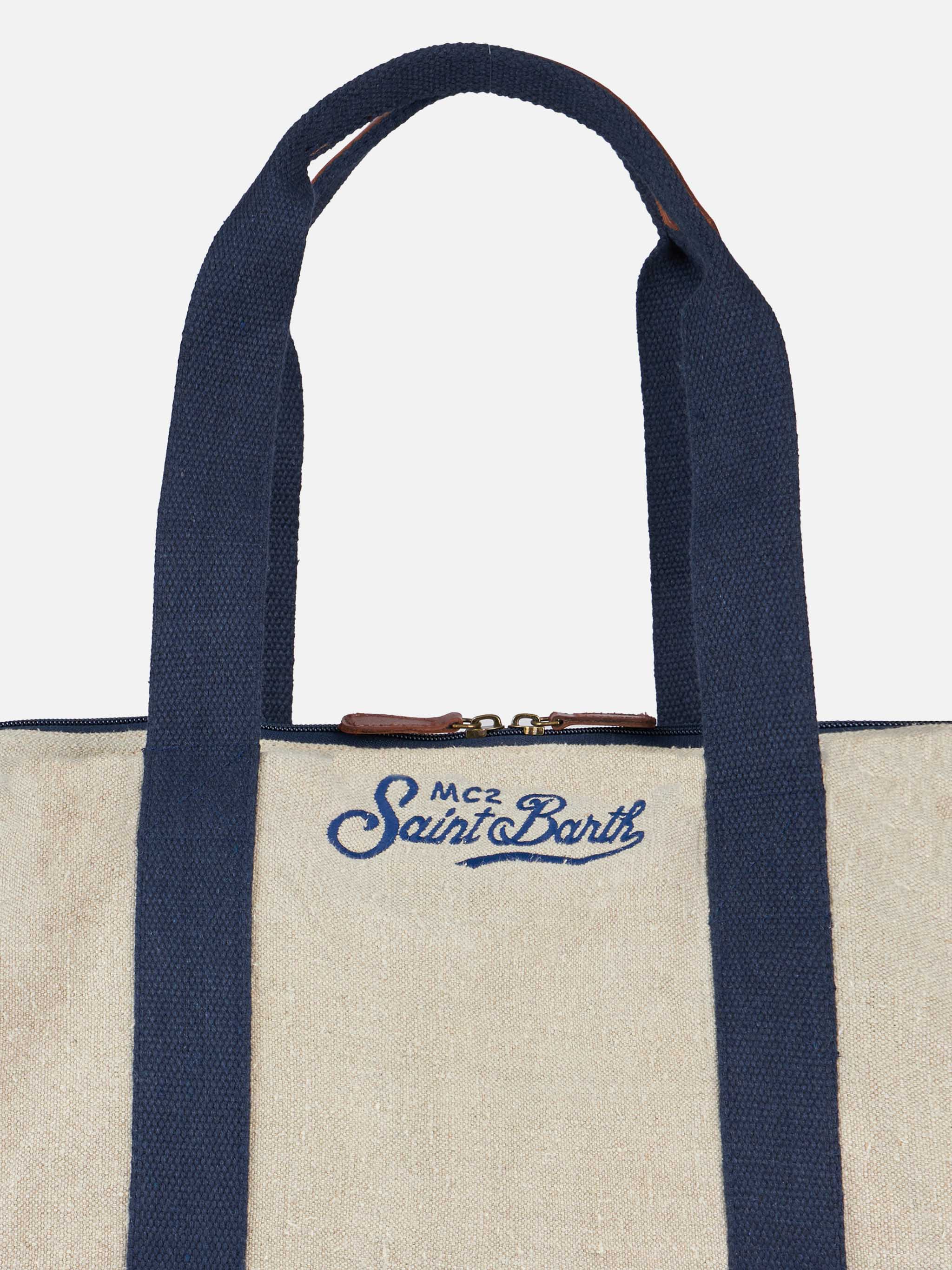Natural linen travel duffle bag Jetleg - MC2 Saint Barth