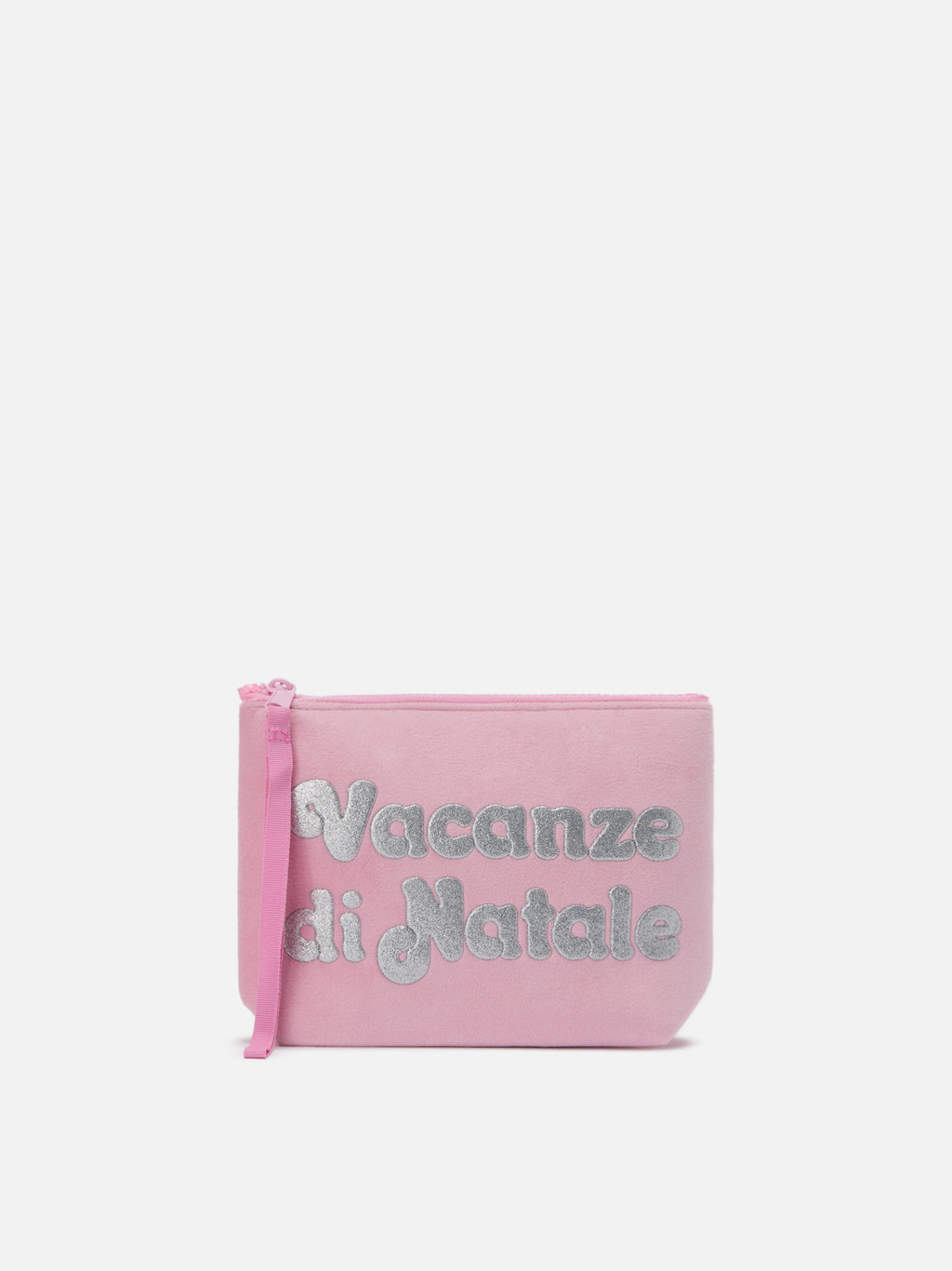 Pochette Aline effetto lana rosa con stampa Vacanze di Natale | VACANZE DI NATALE SPECIAL EDITION