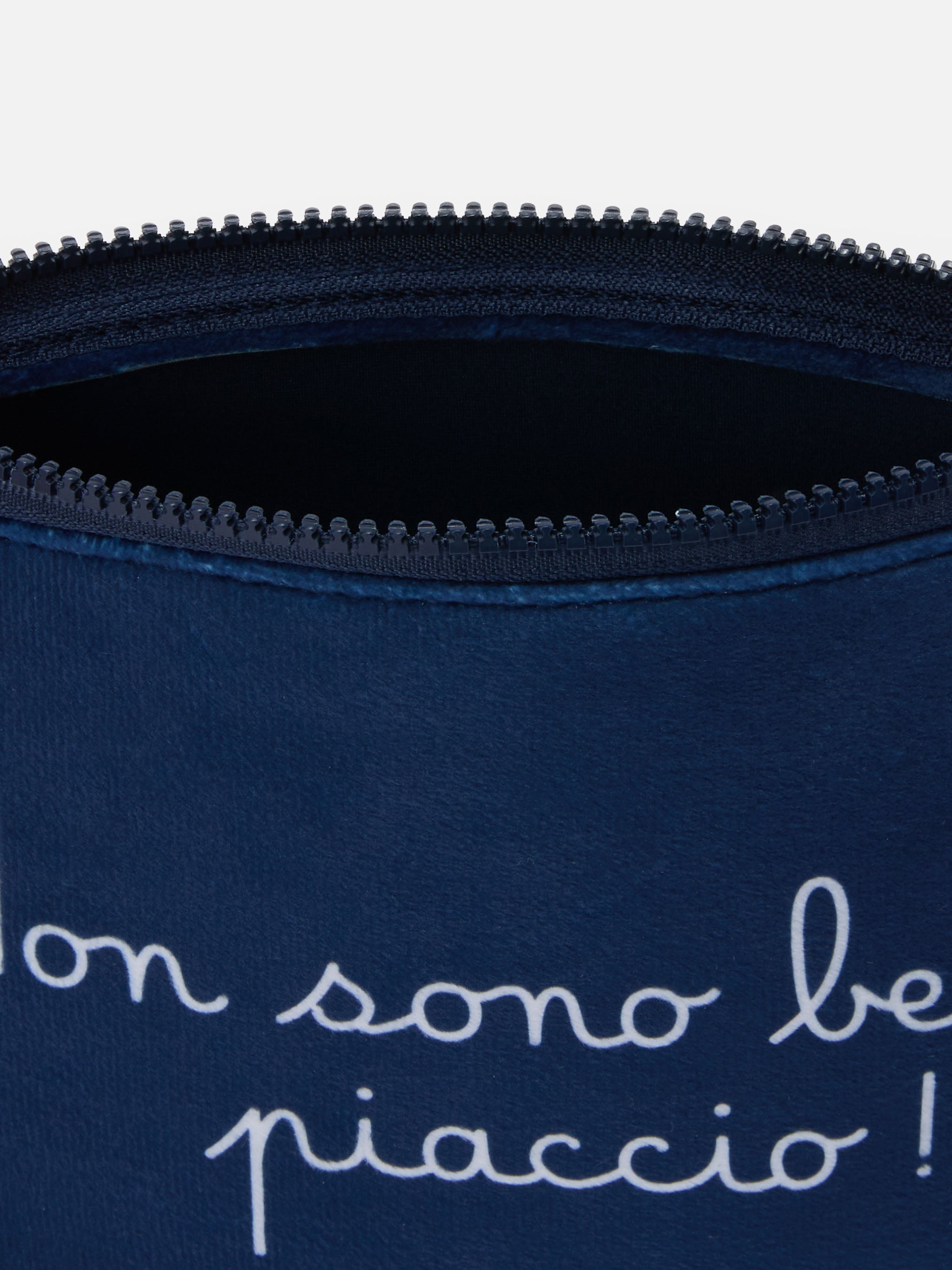 Pochette in lana Aline con stampa Non sono bello, piaccio! | VACANZE DI NATALE EDIZIONE SPECIALE