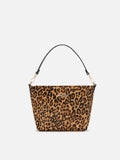 Borsa a spalla Aline Bag in pelle spazzolata e cavallino leopardato