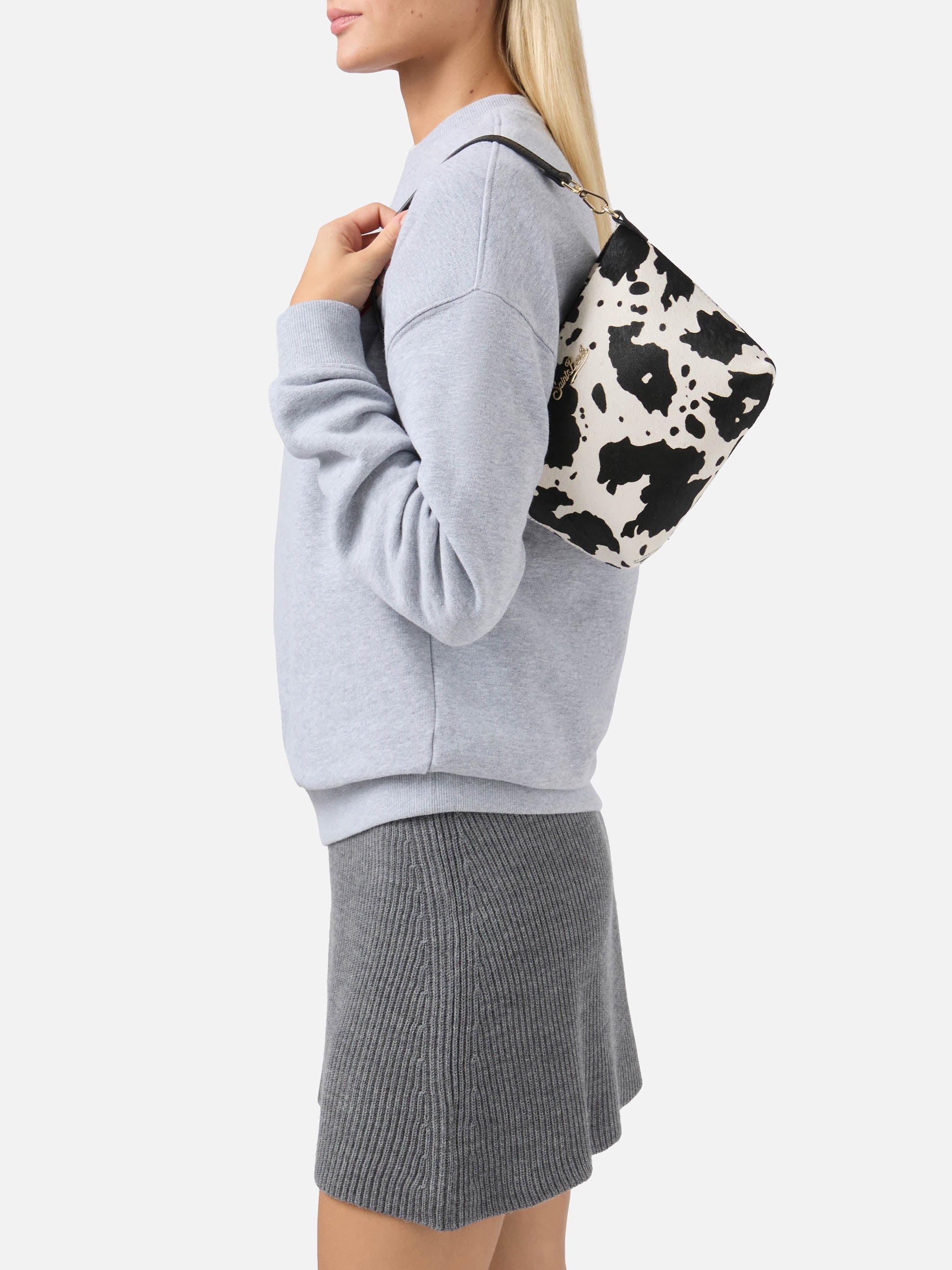 Borsa a spalla Aline Bag in pelle spazzolata e cavallino muccato