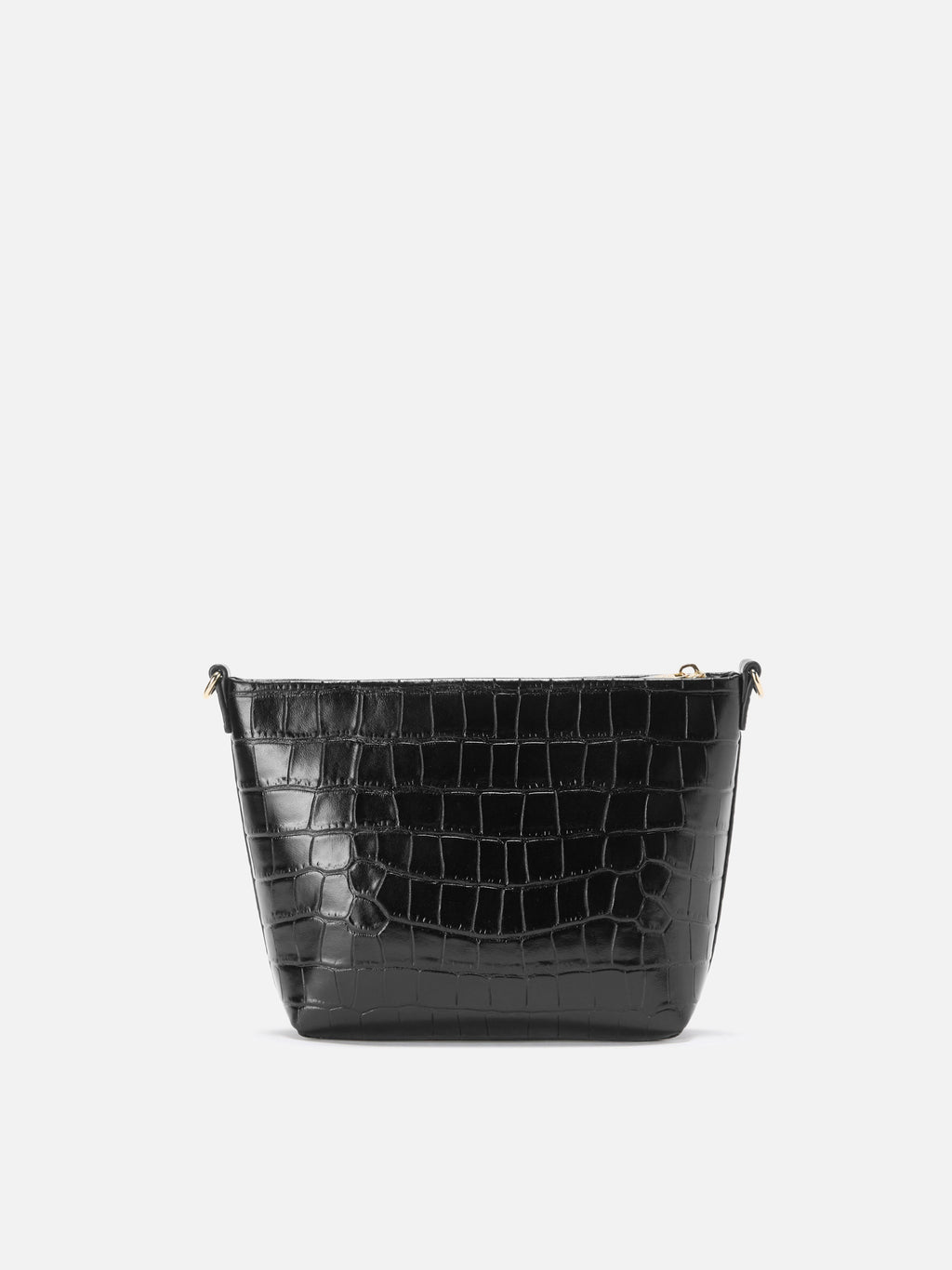 Borsa a spalla Aline Bag in pelle stampa cocco nera