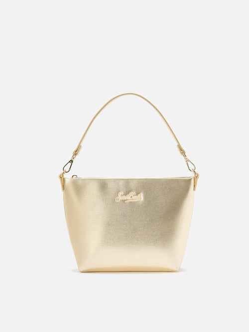 Borsa a spalla Aline Bag in pelle laminata oro