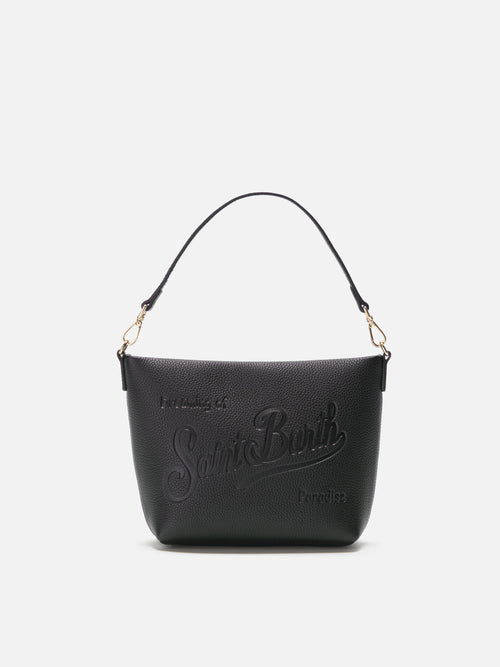 Borsa a spalla Aline Bag in pelle martellata nera