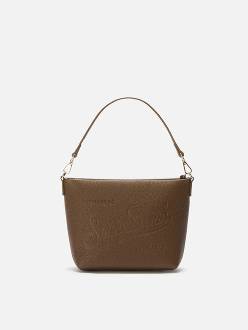 Borsa a spalla Aline Bag in pelle martellata marrone