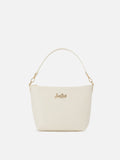 Borsa Aline in pelle liscia bianca con placchetta logo