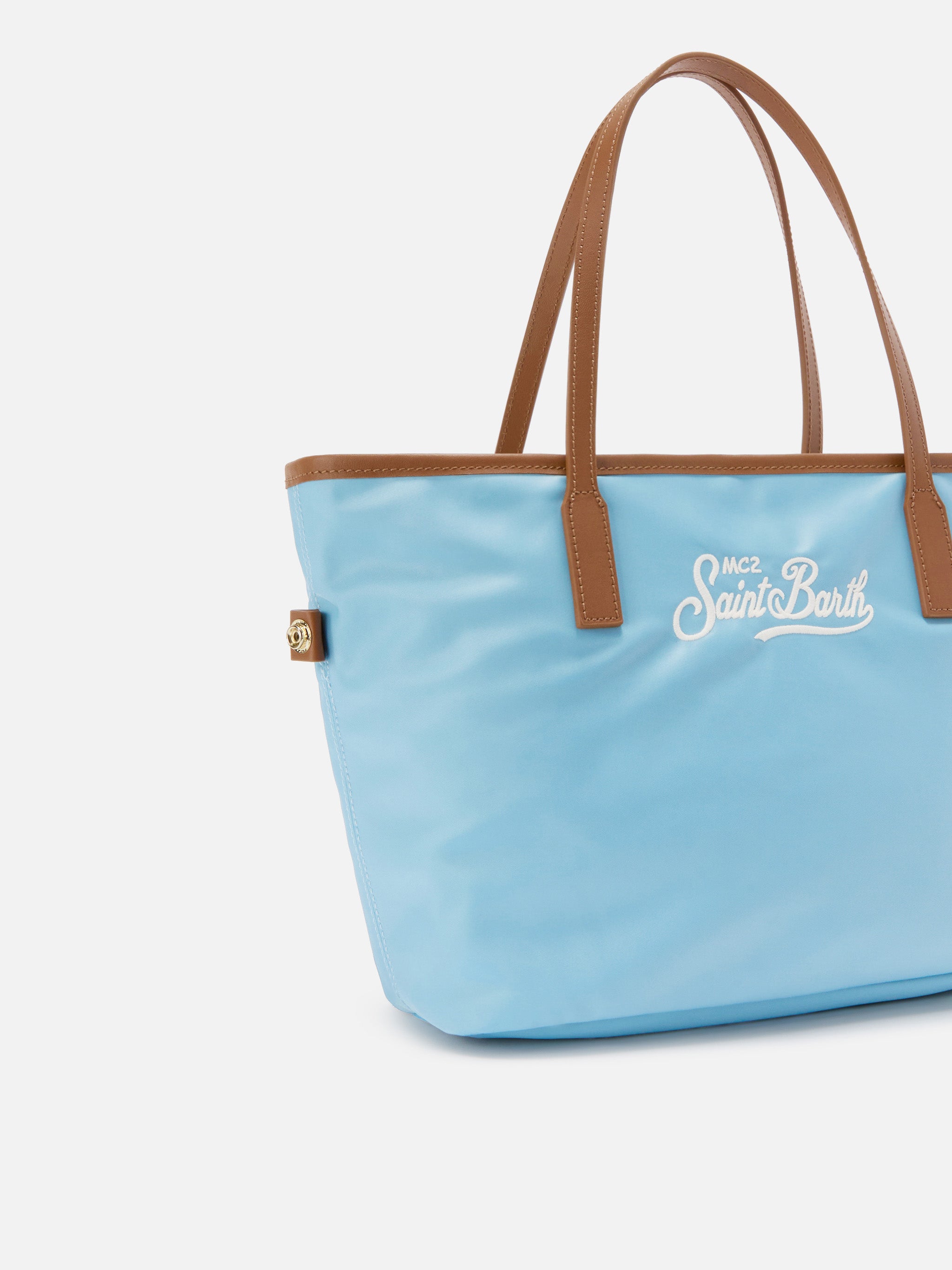Borsa City medium in nylon azzurro