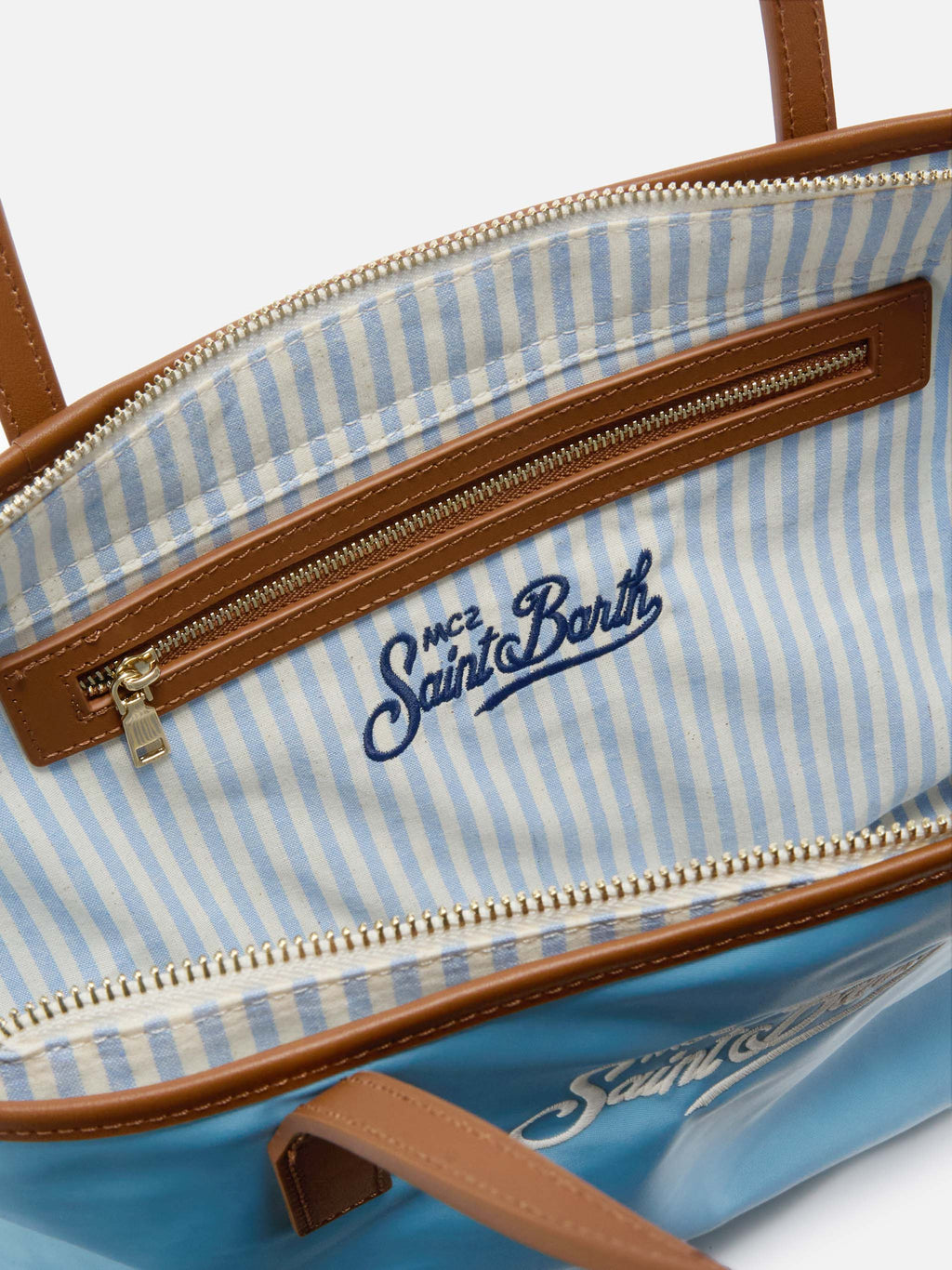 Borsa City medium in nylon azzurro