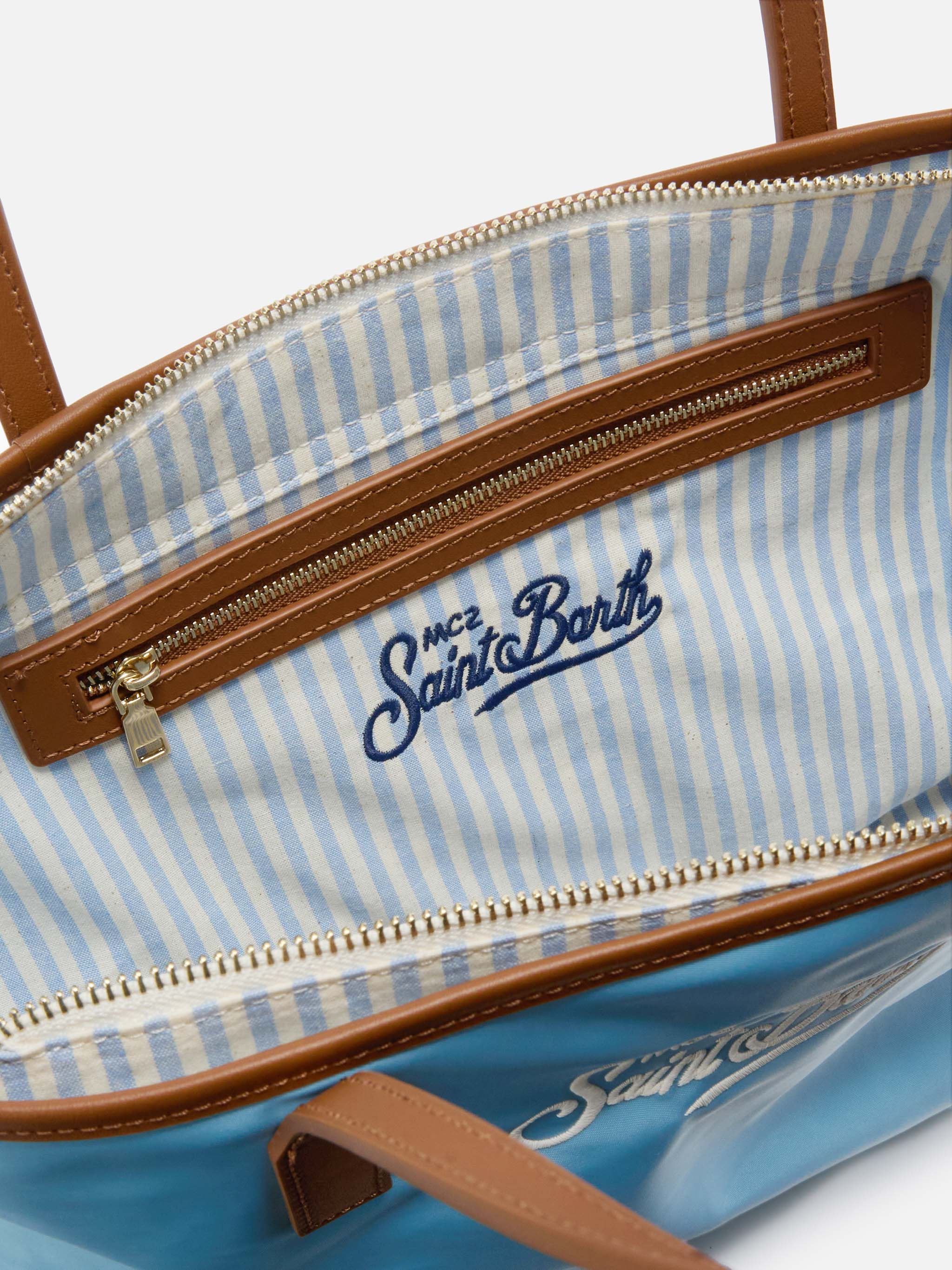 Borsa City medium in nylon azzurro