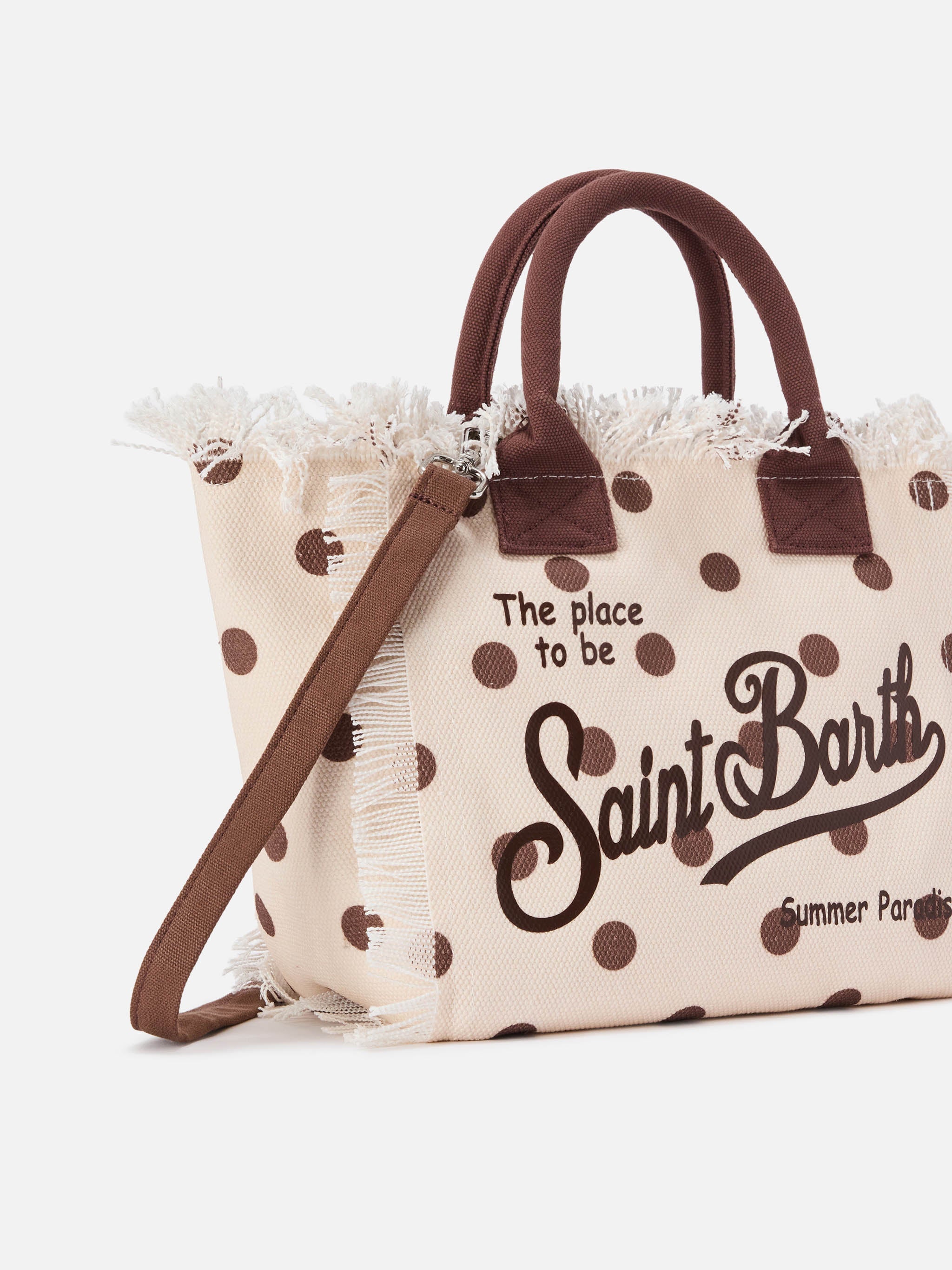 Borsa Colette in canvas a pois con logo ricamato