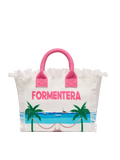 Colette cotton canvas handbag with Formentera postcard print - MC2 Saint Barth