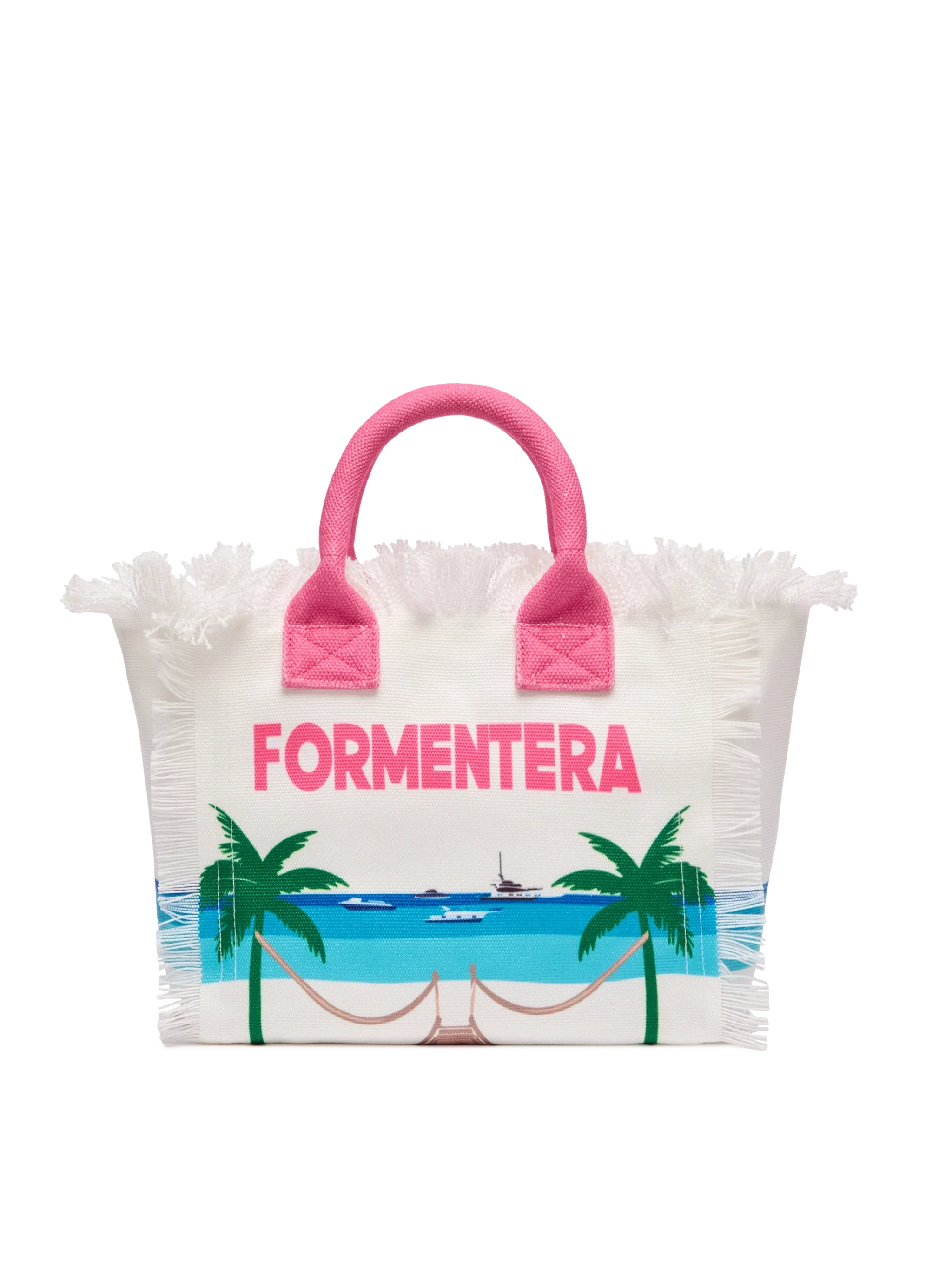 Colette cotton canvas handbag with Formentera postcard print - MC2 Saint Barth
