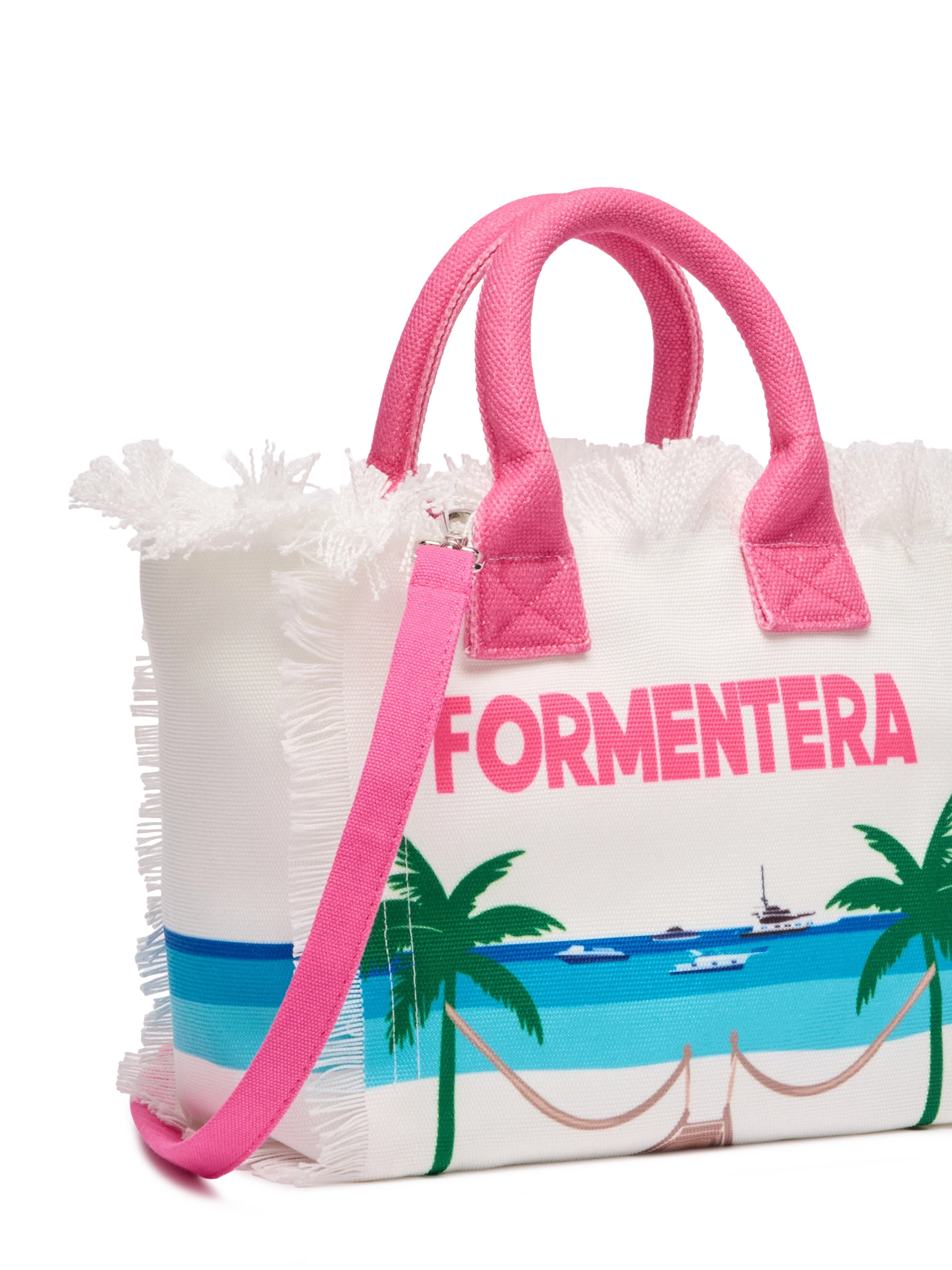 Colette cotton canvas handbag with Formentera postcard print - MC2 Saint Barth