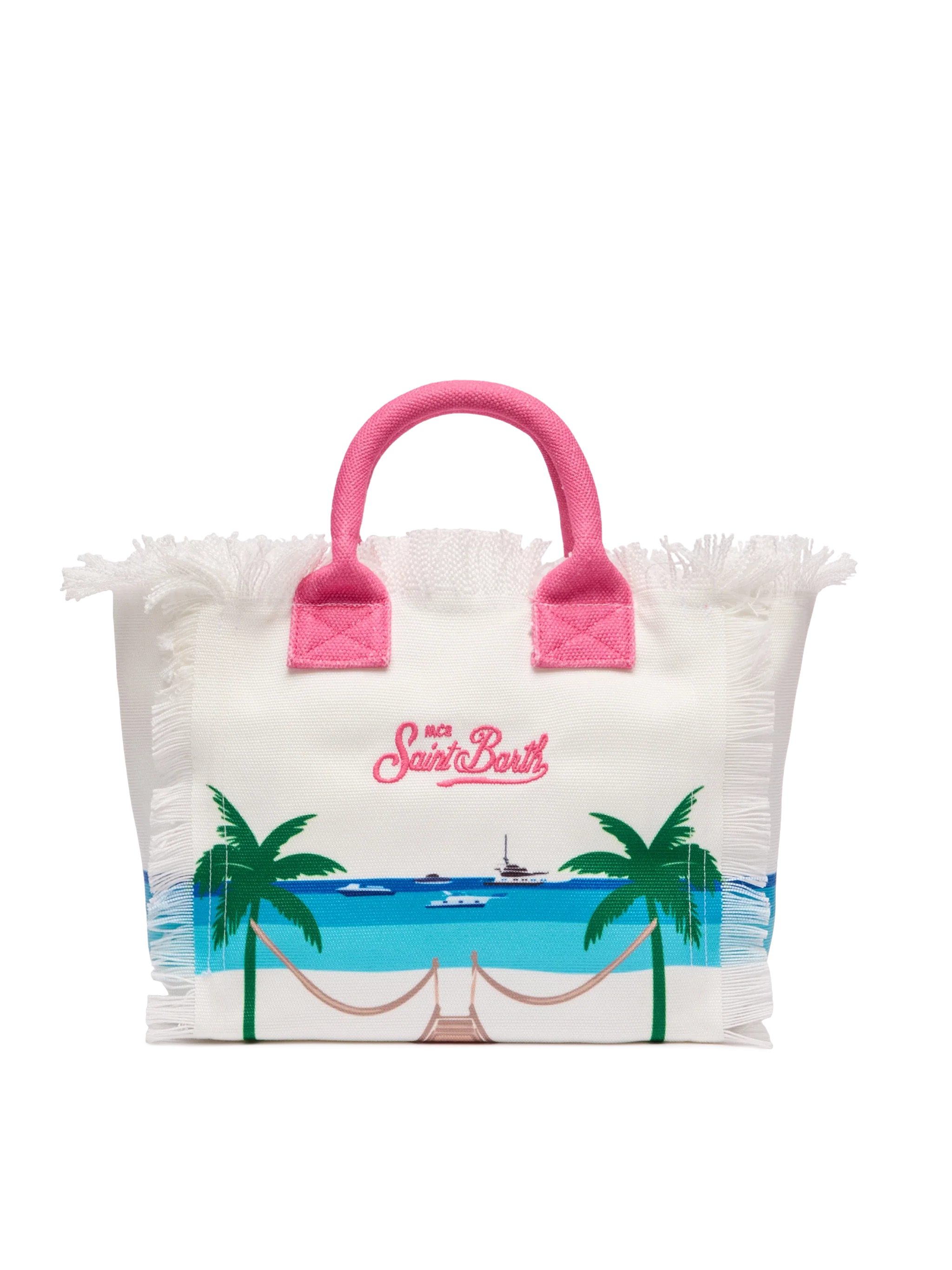 Colette cotton canvas handbag with Formentera postcard print - MC2 Saint Barth