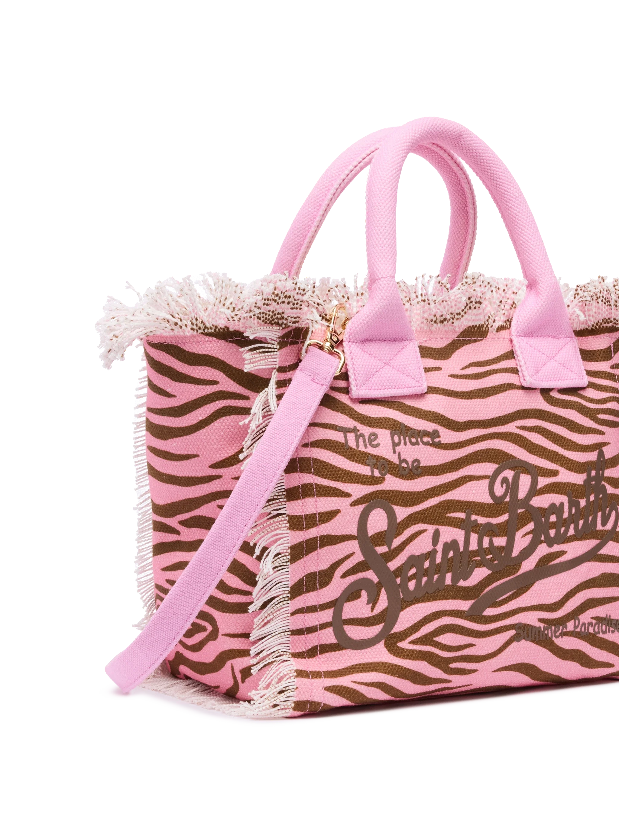 Colette cotton canvas handbag with zebra print - MC2 Saint Barth