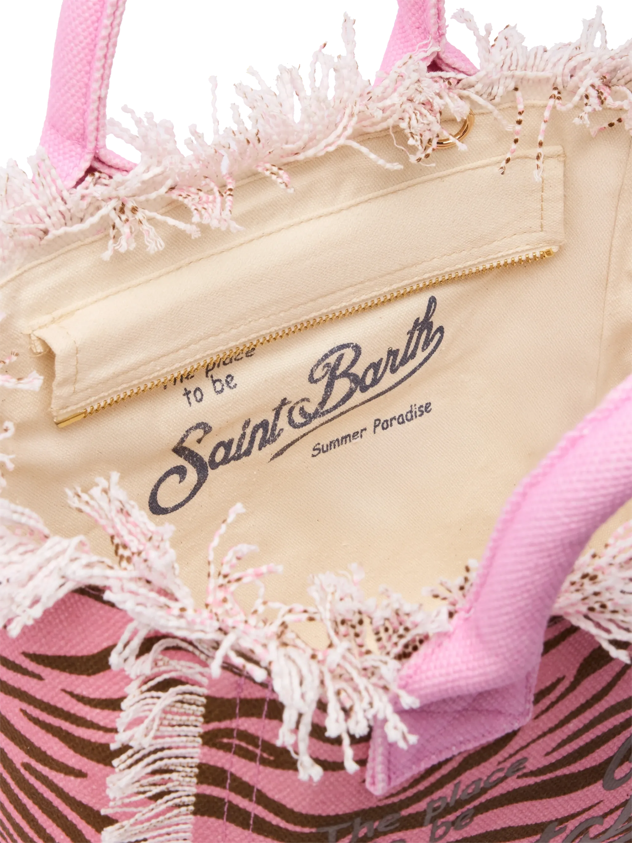Colette cotton canvas handbag with zebra print - MC2 Saint Barth