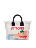 Colette cotton canvas handbag with St. Tropez postcard print - MC2 Saint Barth