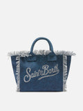 Borsa Colette in canvas blu indaco con logo in strass