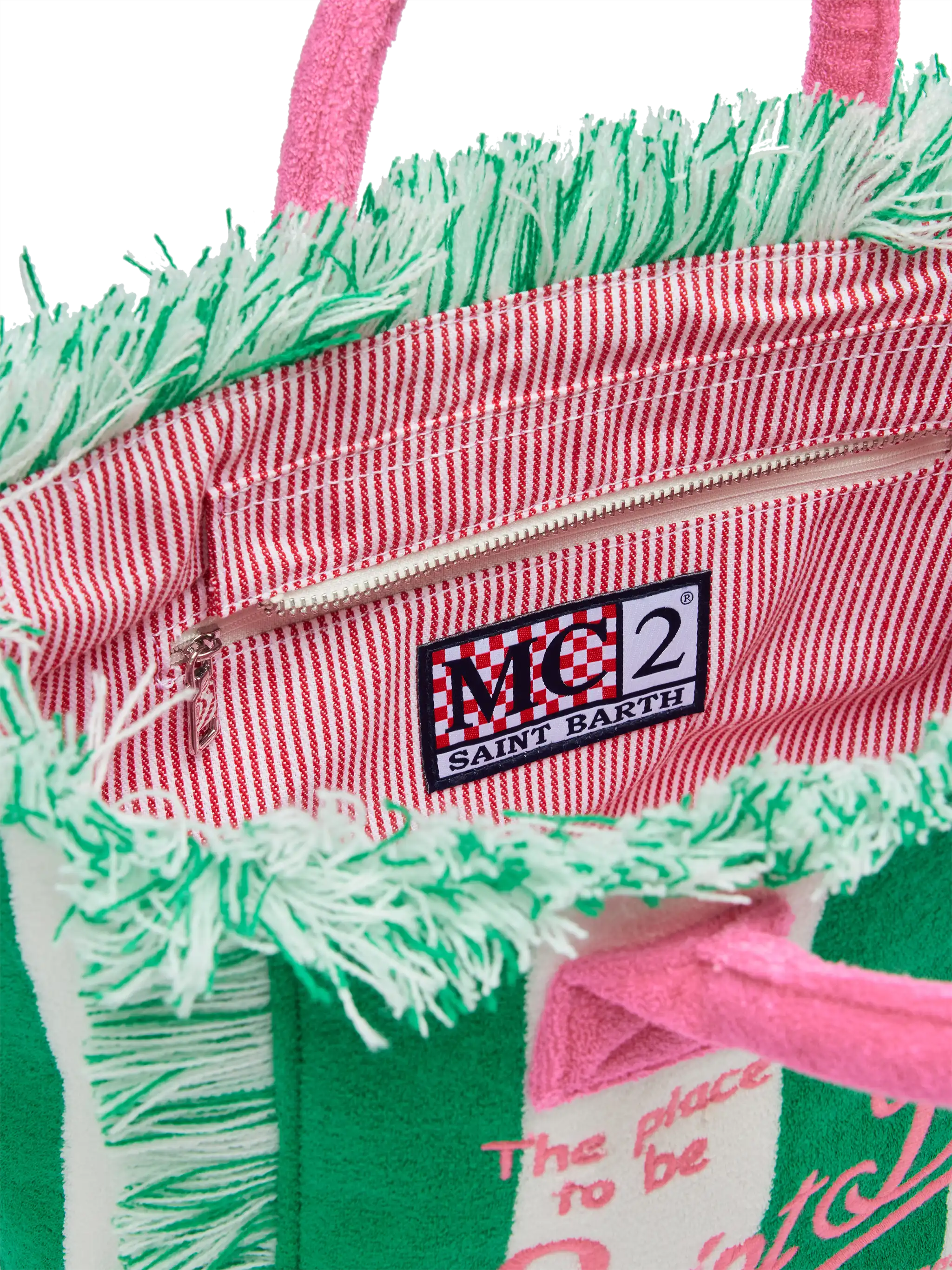 Colette Sponge green striped terry handbag - MC2 Saint Barth