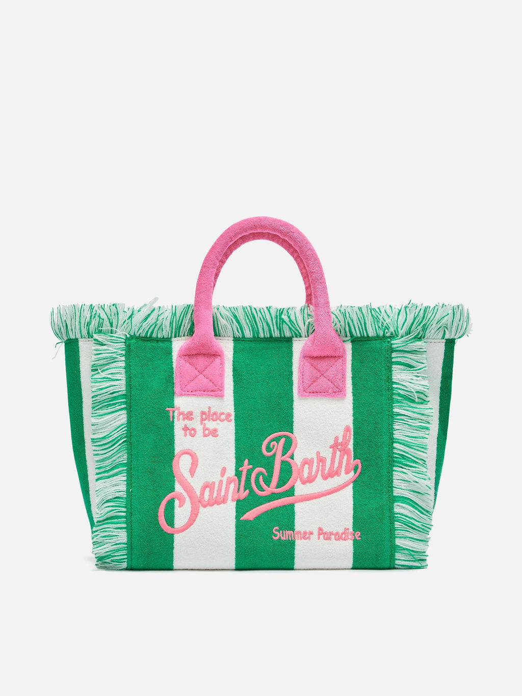 Borsa Colette in spugna verde con stampa a righe verdi