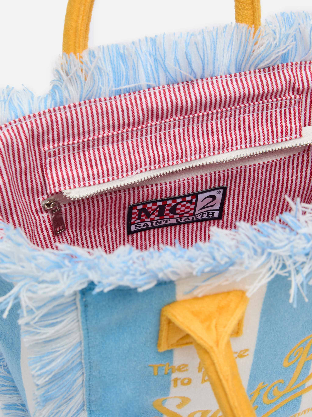 Colette Sponge light blue striped terry handbag - MC2 Saint Barth