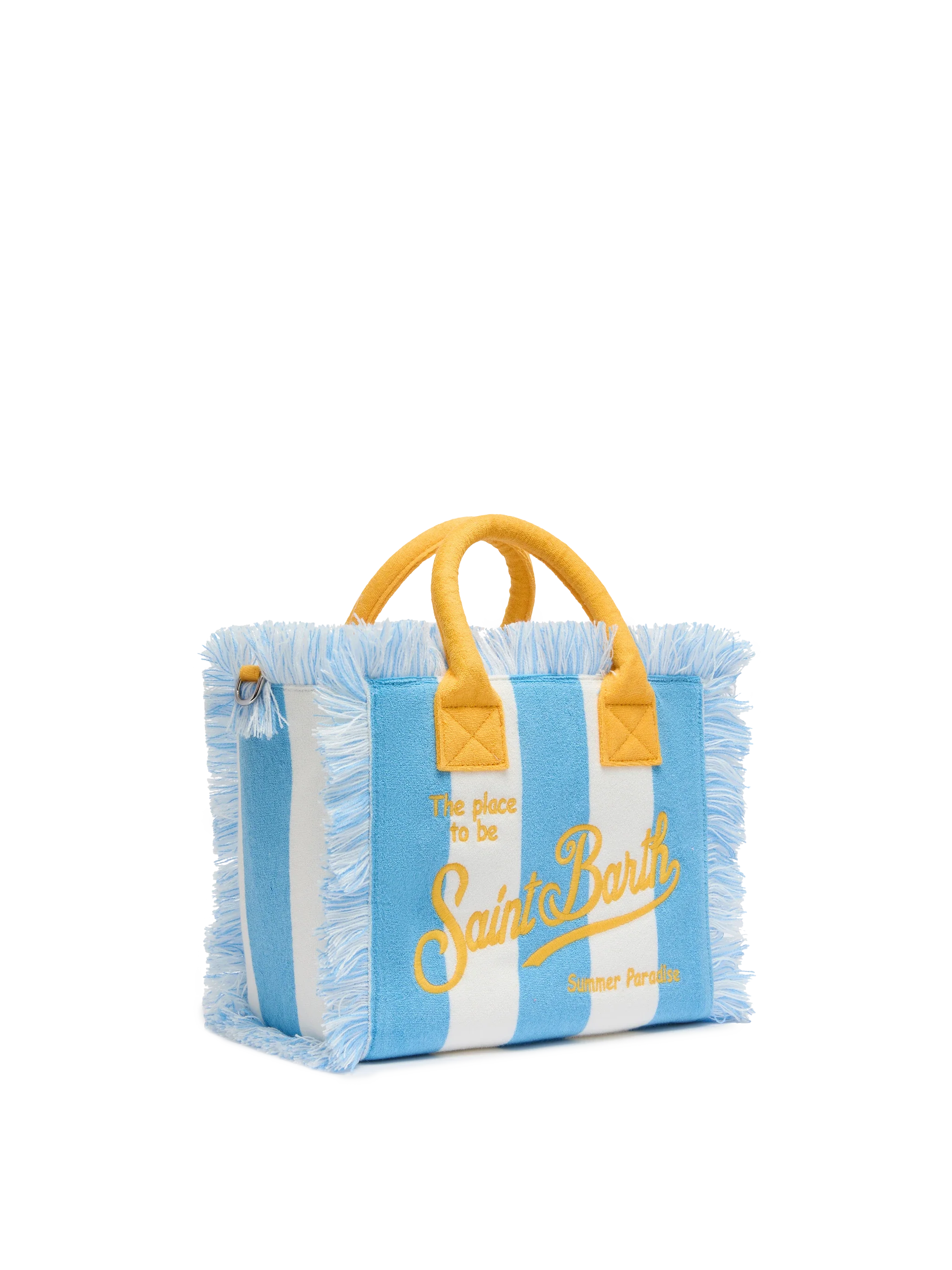Colette Sponge light blue striped terry handbag - MC2 Saint Barth