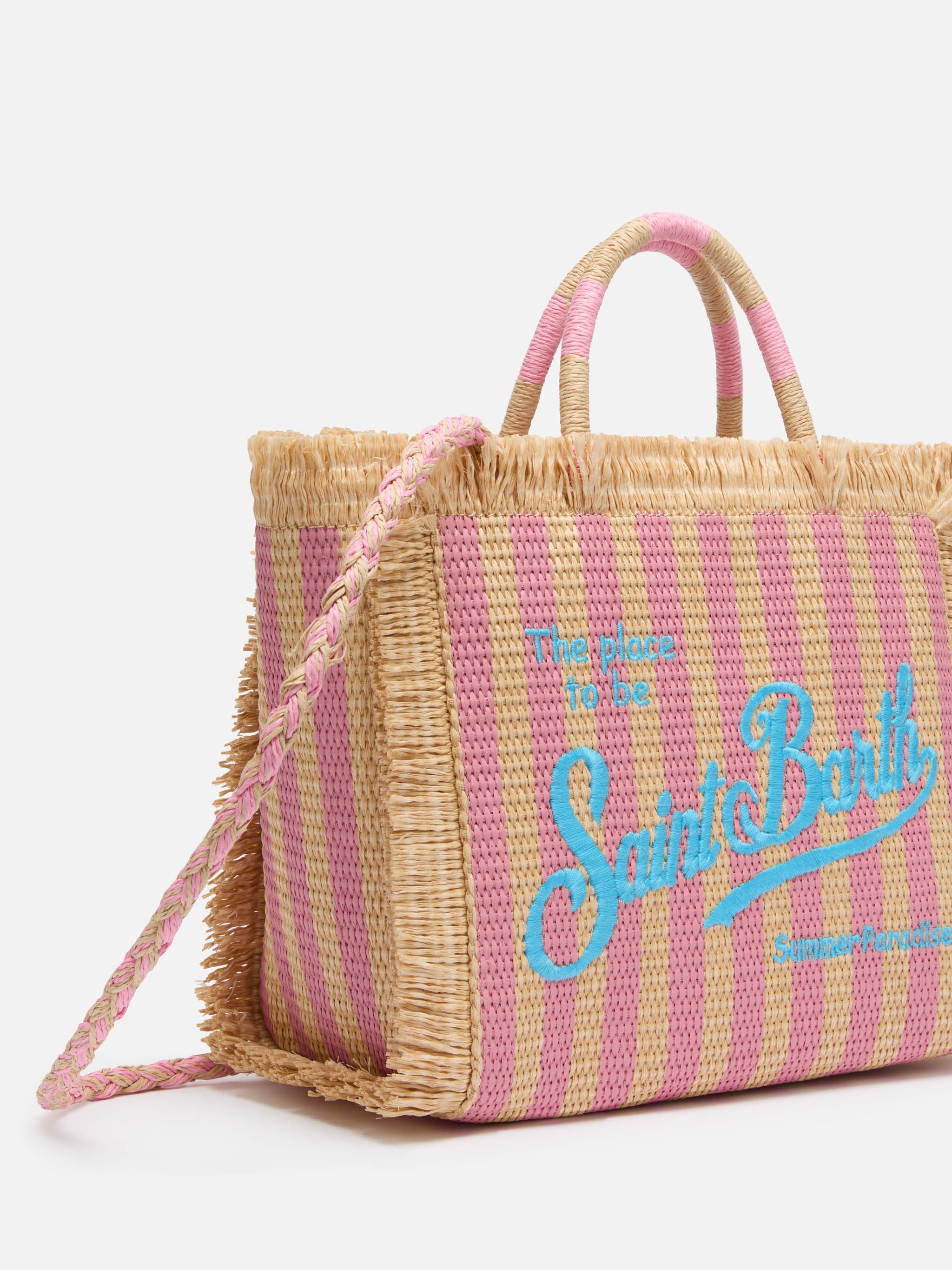 Colette Straw effect handbag with striped print - MC2 Saint Barth