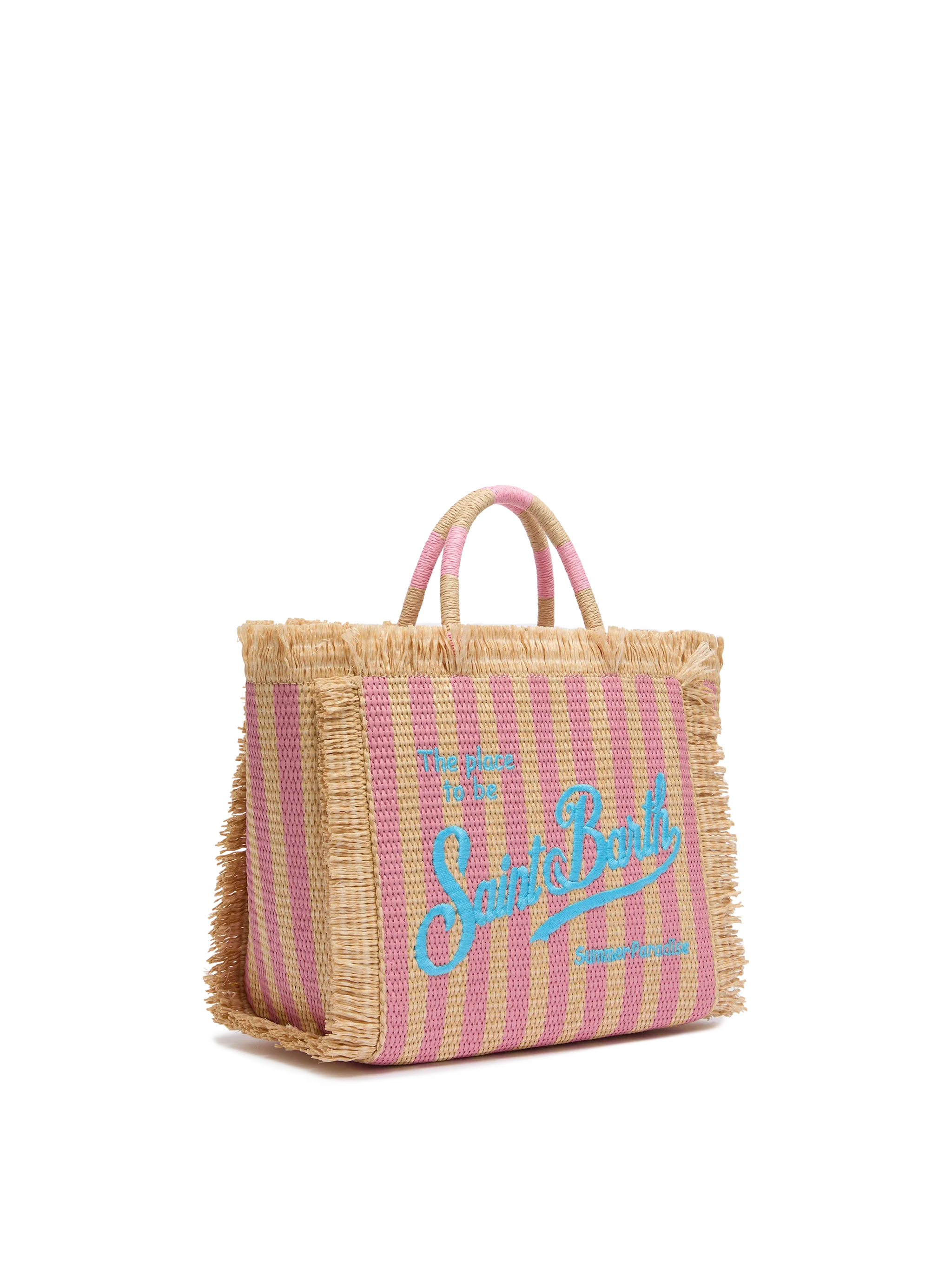 Colette Straw effect handbag with striped print - MC2 Saint Barth