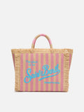 Borsa Colette effetto paglia con stampa a righe