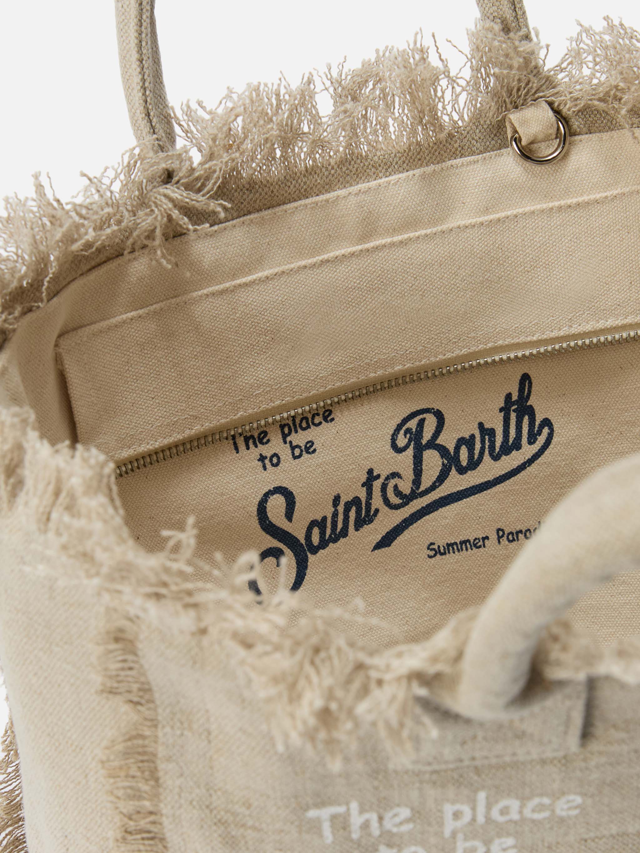 Borsa Colette in lino beige tinta unita