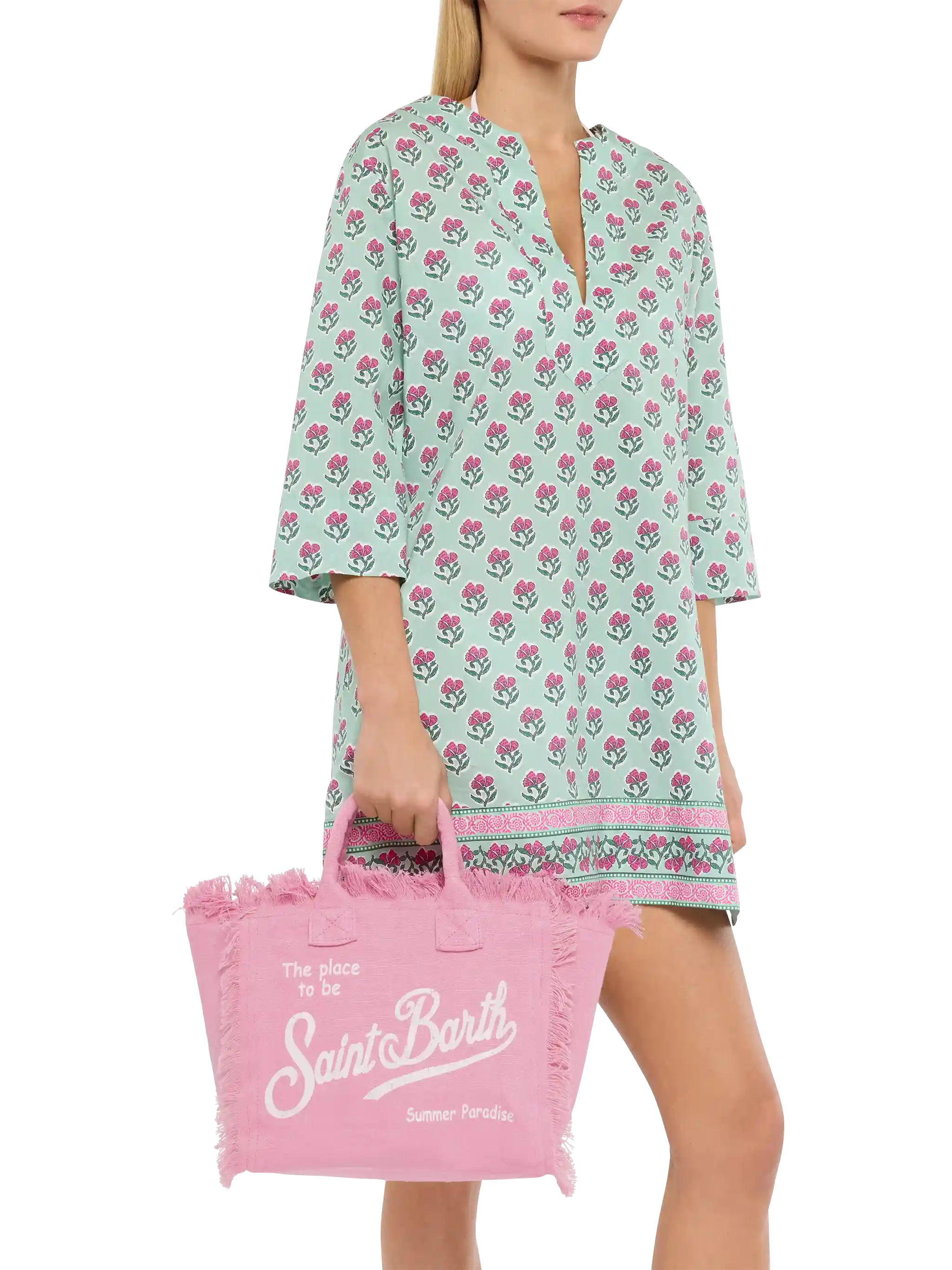 Borsa Colette in lino rosa tinta unita