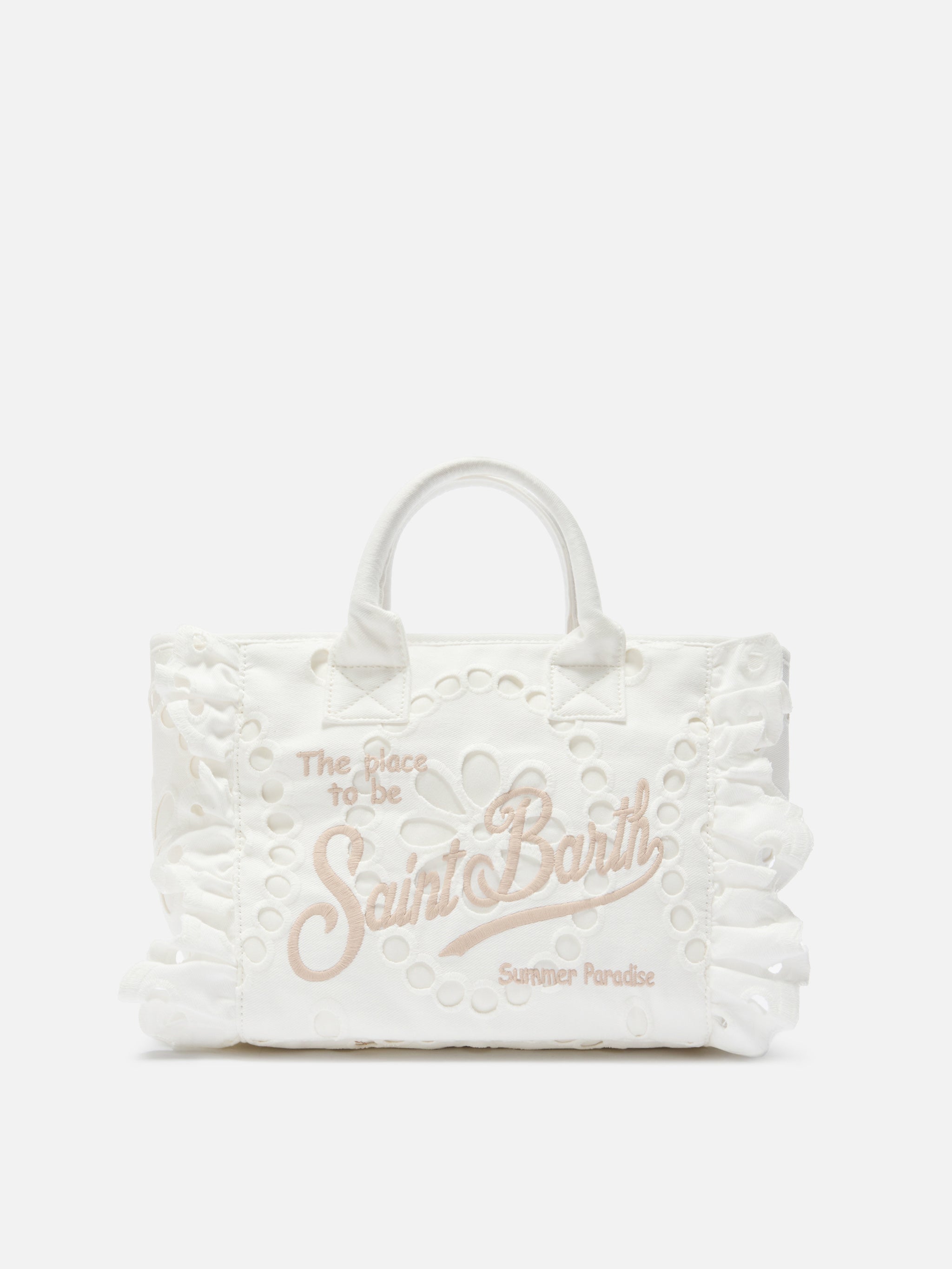 Borsa Colette Volant in cotone sangallo bianco