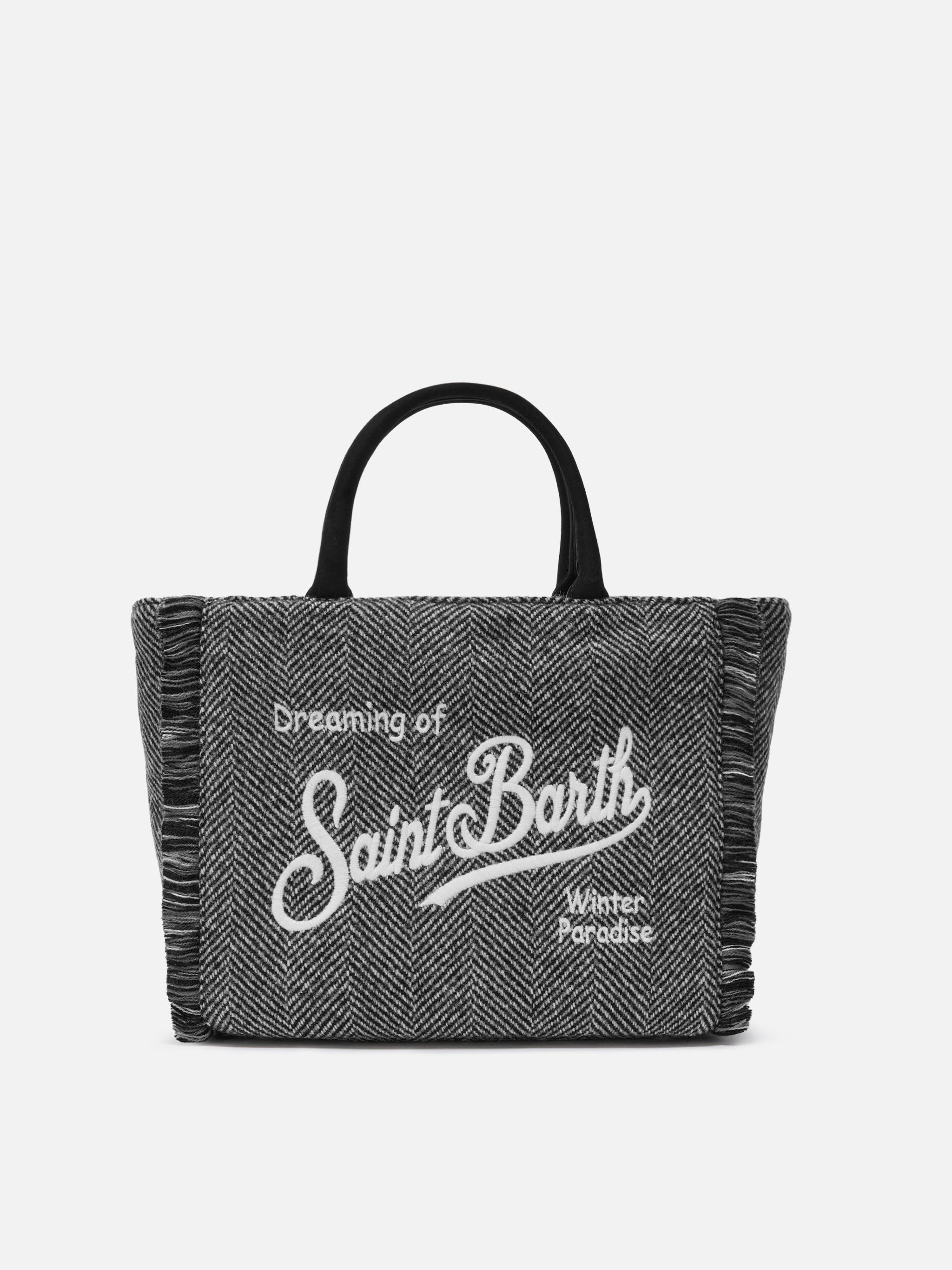 Borsa Colette Wool spigata nero e grigio