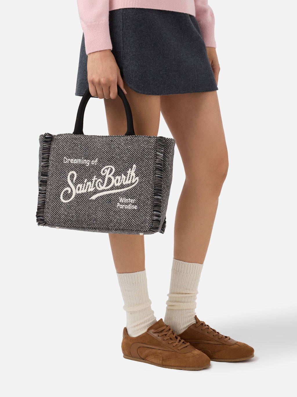 Borsa Colette Wool spigata nero e grigio