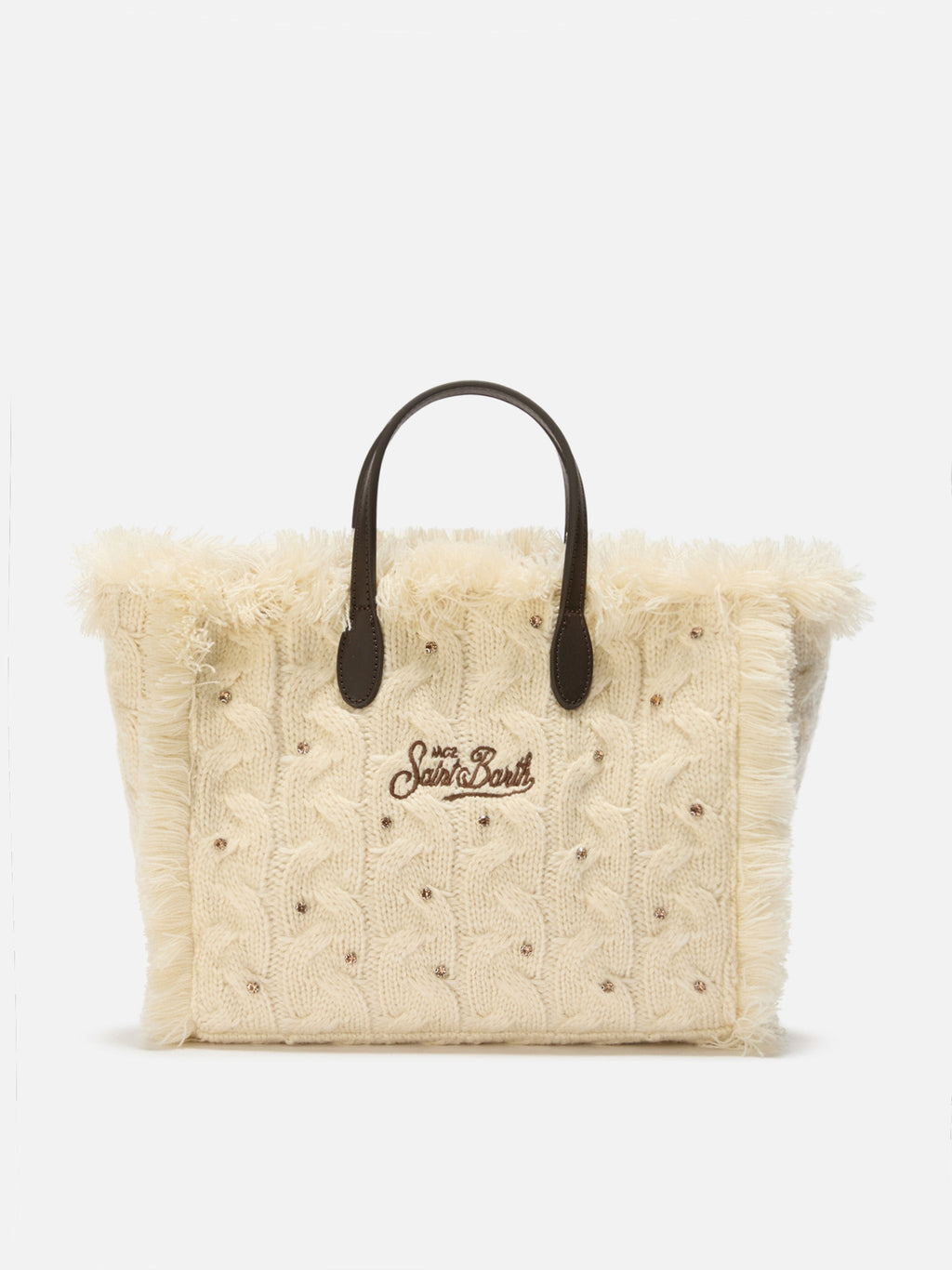 Borsa Colette Wool Braid bianca con strass