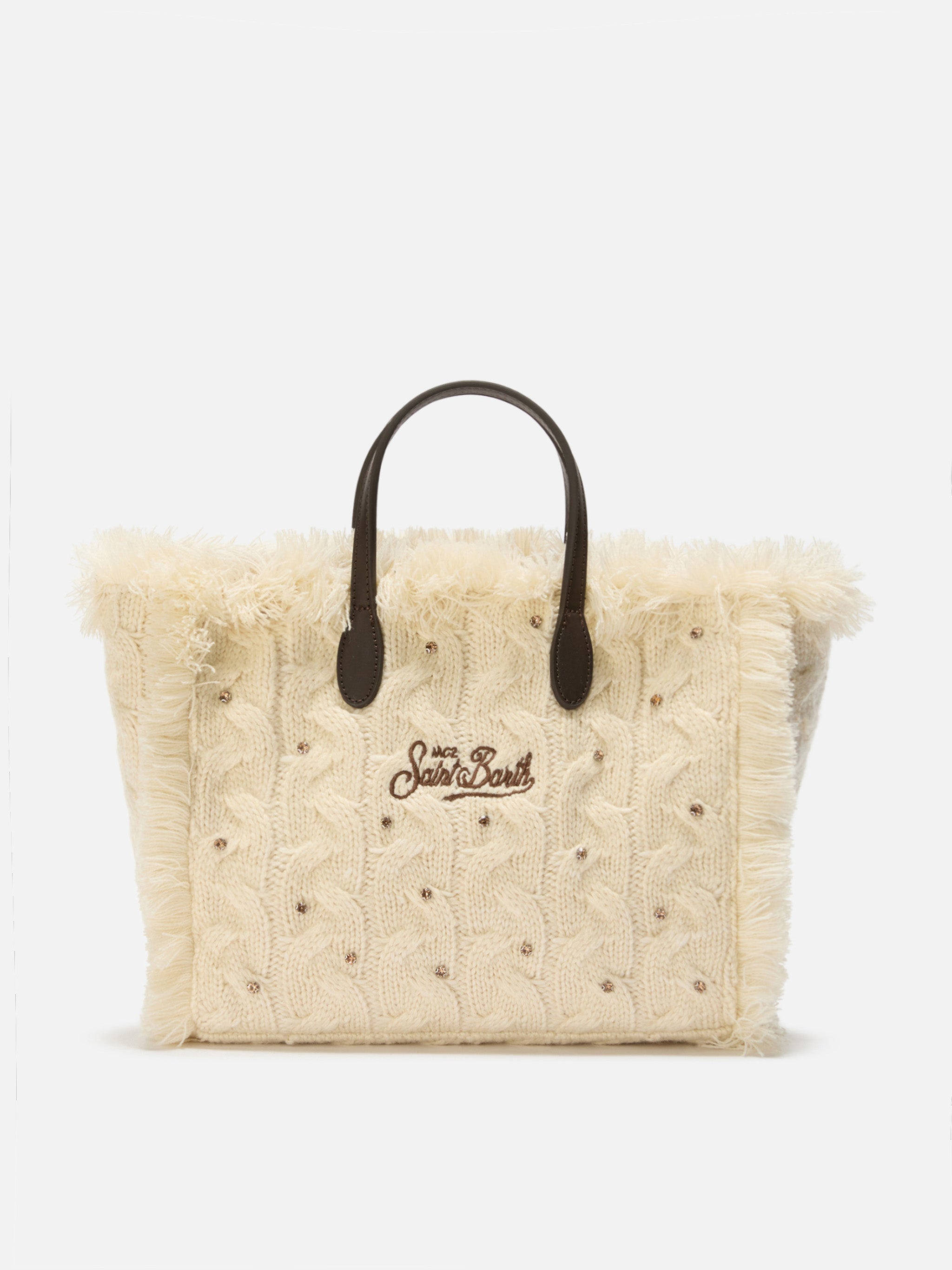 Borsa Colette Wool Braid bianca con strass