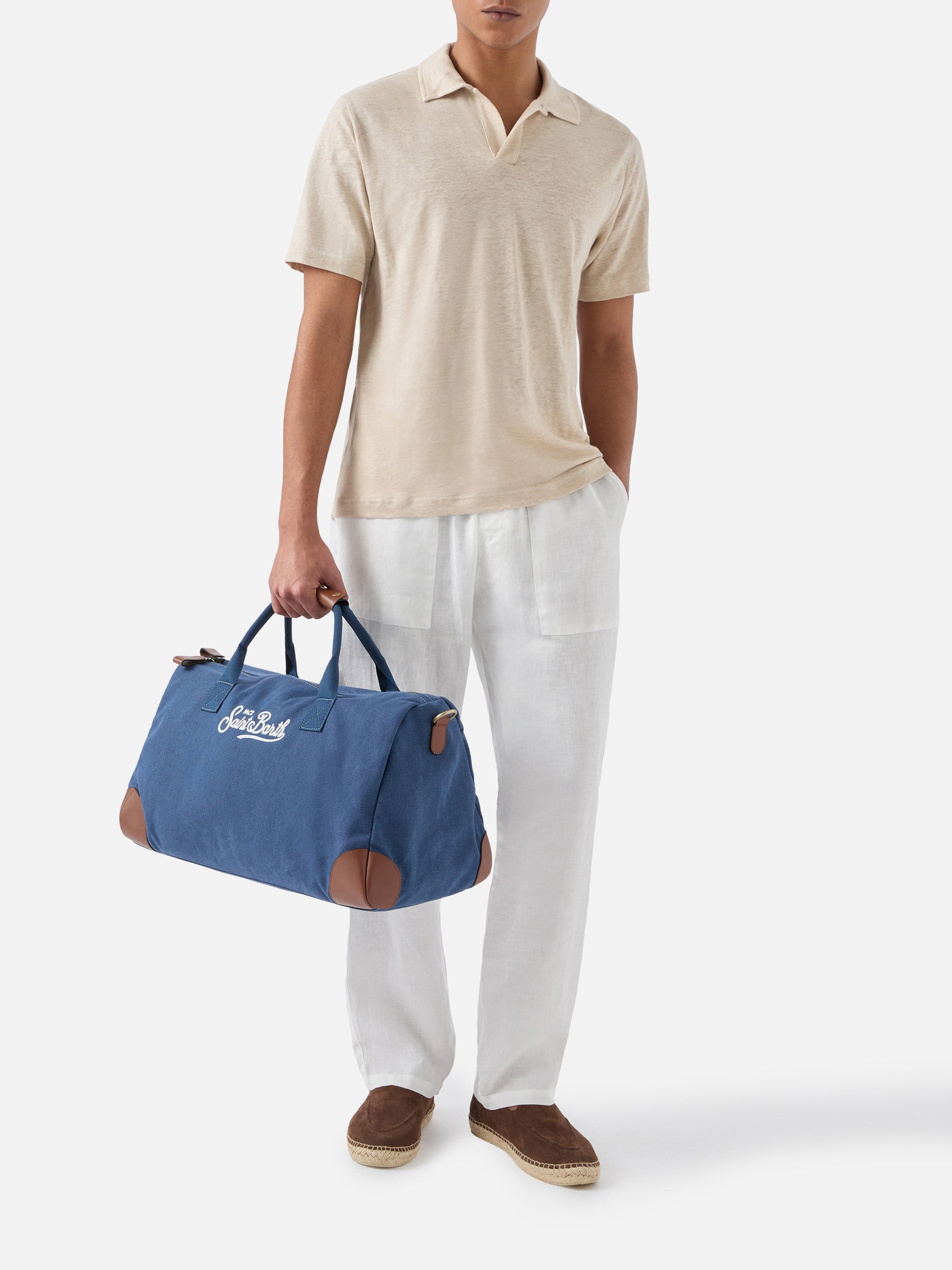 Borsone Daily in misto cotone navy con logo ricamato