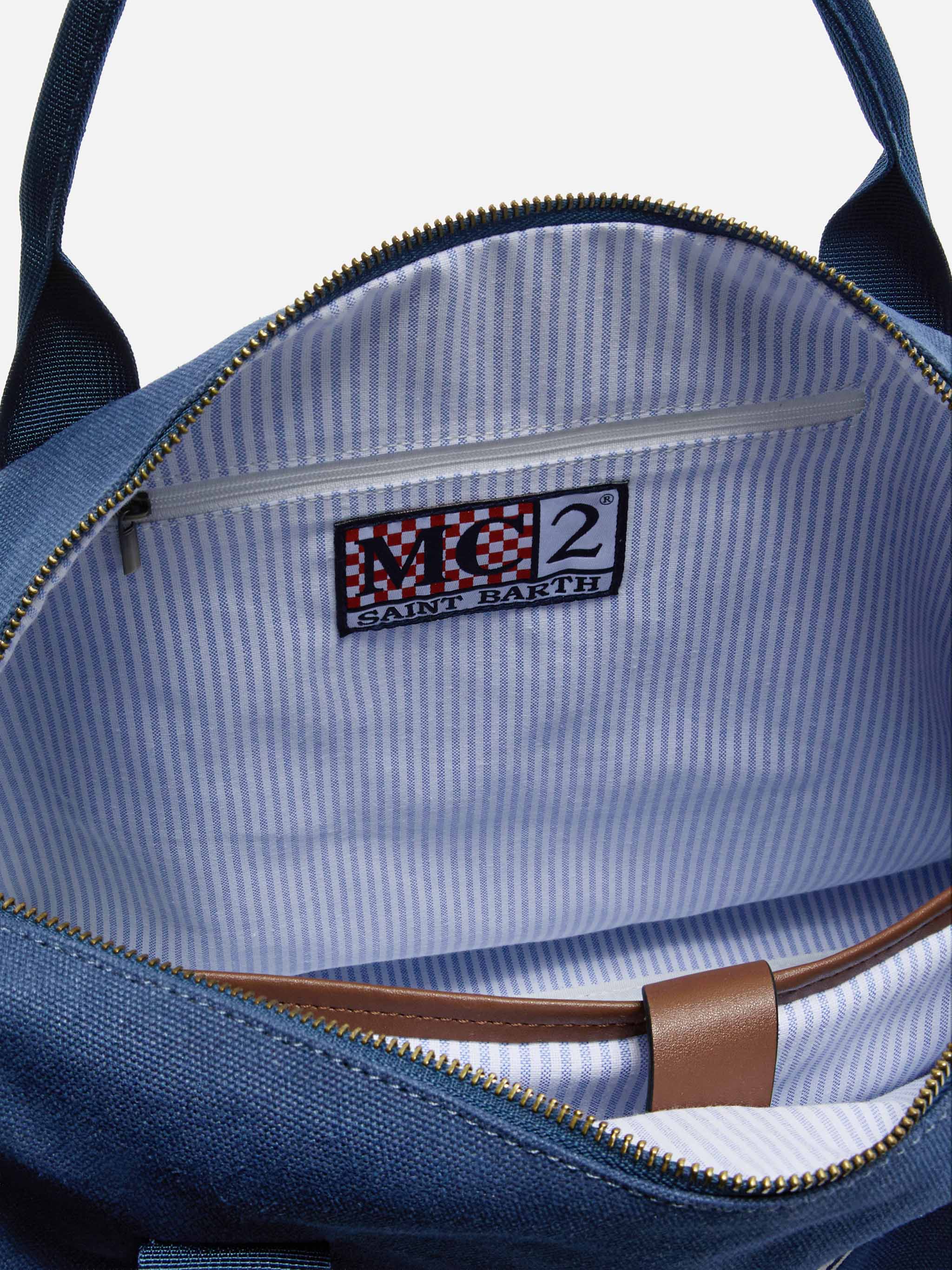 Borsone Daily in misto cotone navy con logo ricamato