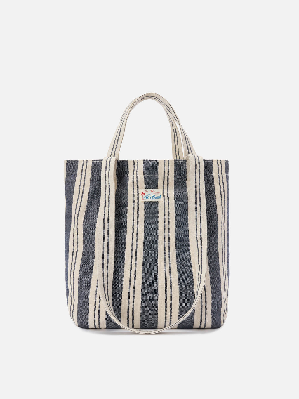 Borsa tote Essential Beach in cotone a righe blu e bianche