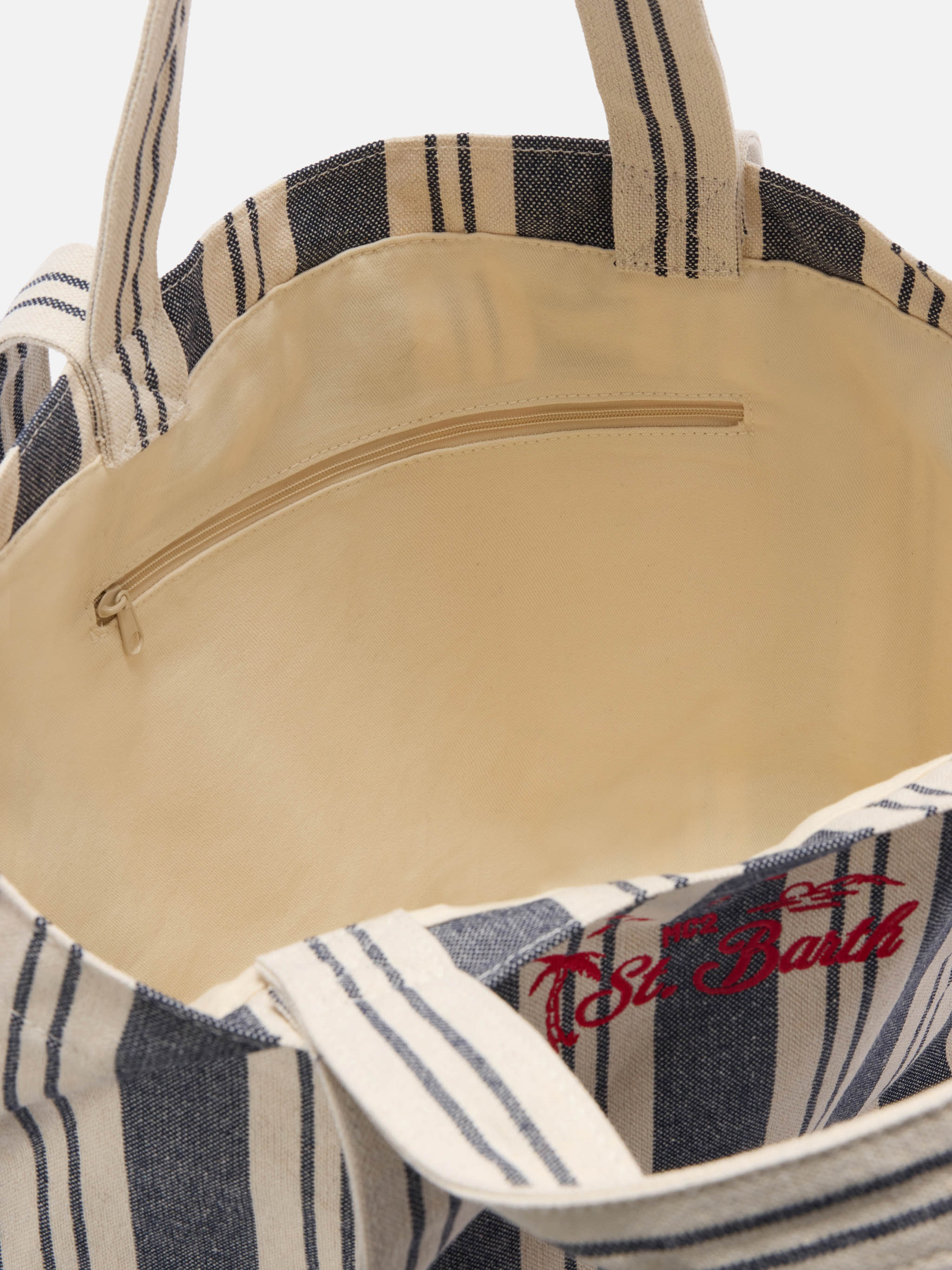Borsa tote Essential Beach in cotone a righe blu e bianche