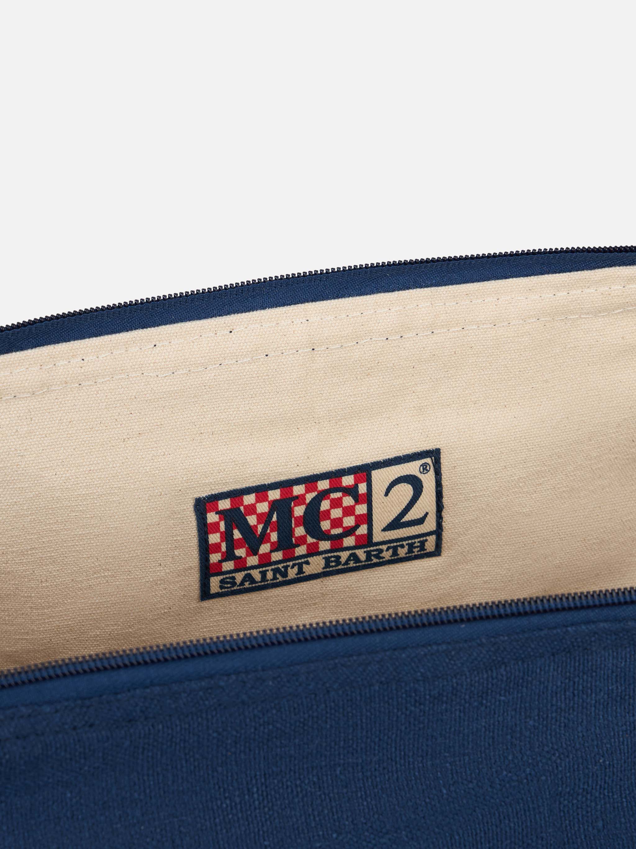 Blue linen travel duffle bag Jetleg - MC2 Saint Barth