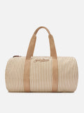 Borsone Round Jetleg in lino a righe beige e bianche