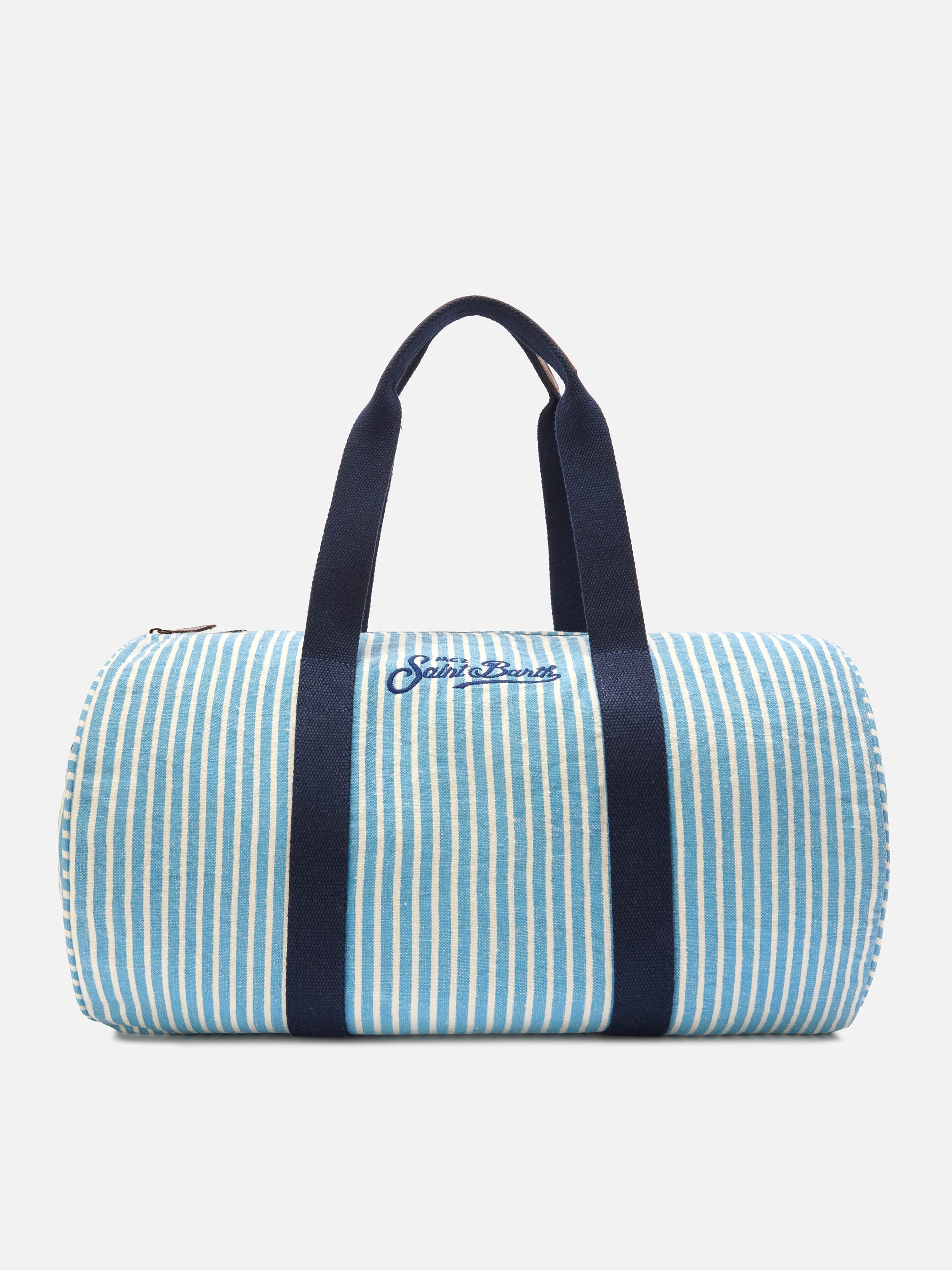 Borsone Round Jetleg in lino a righe blu e bianche