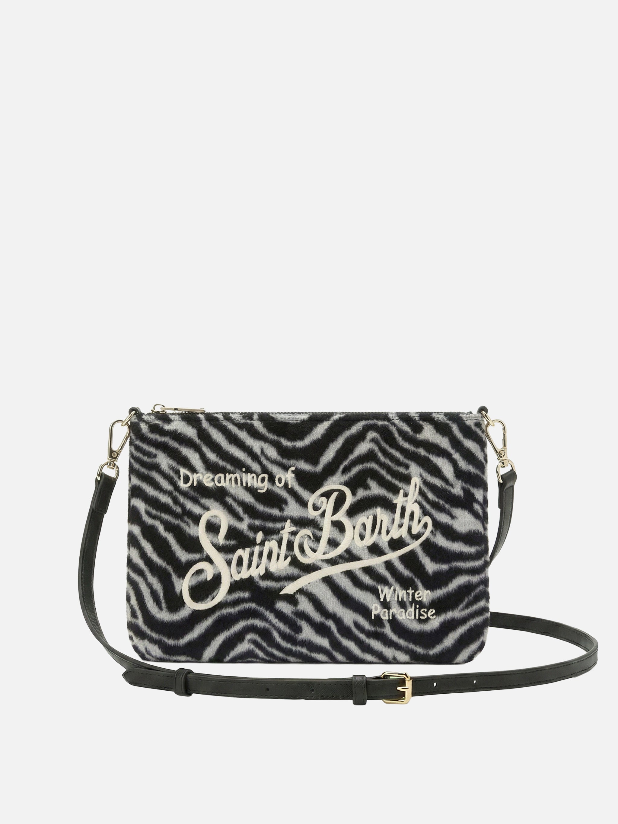 Borsa crossbody Parisienne Felt in misto lana zebrata