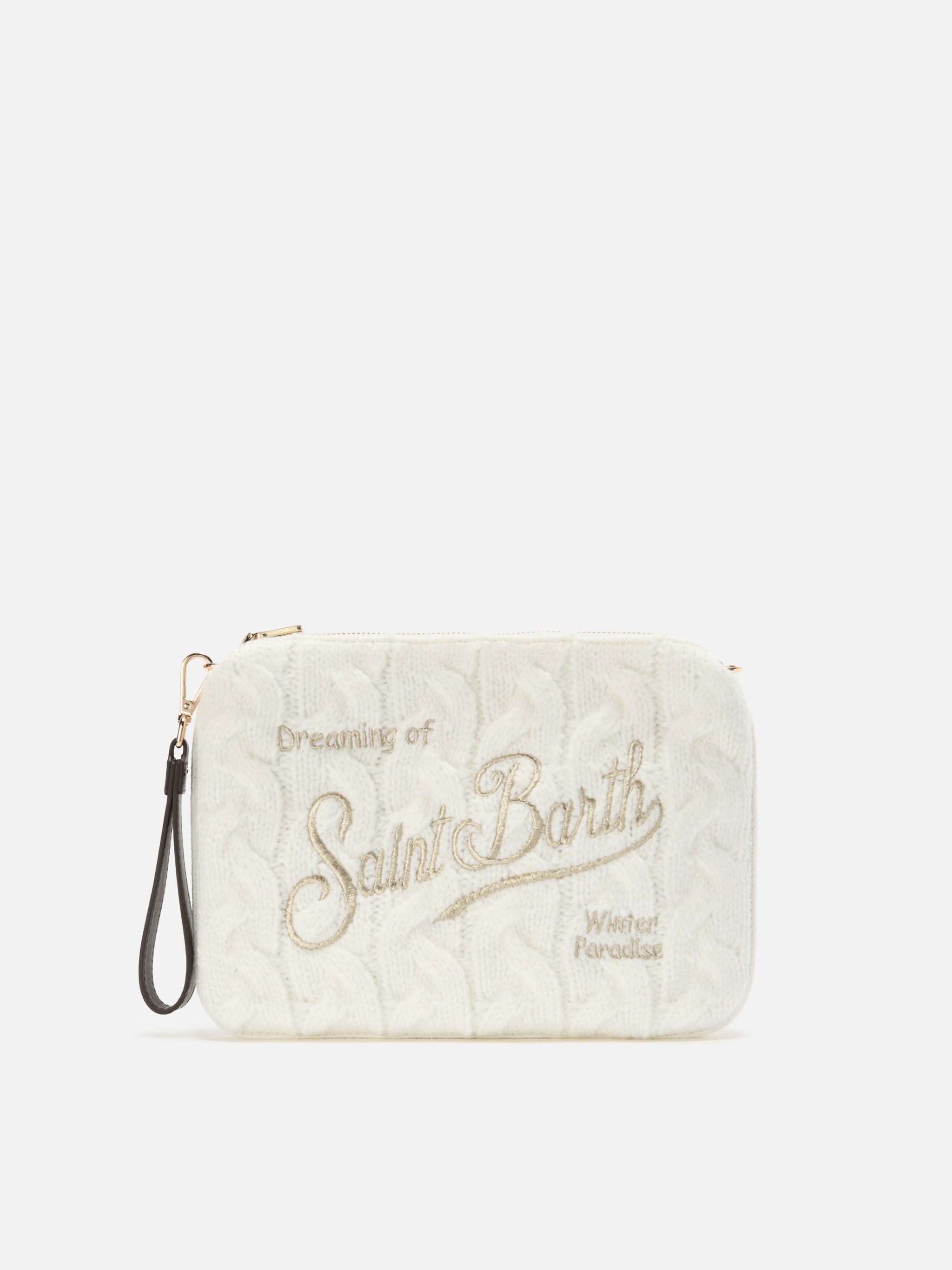 Borsa crossbody Parisienne Wool Braid in misto lana a trecce bianca