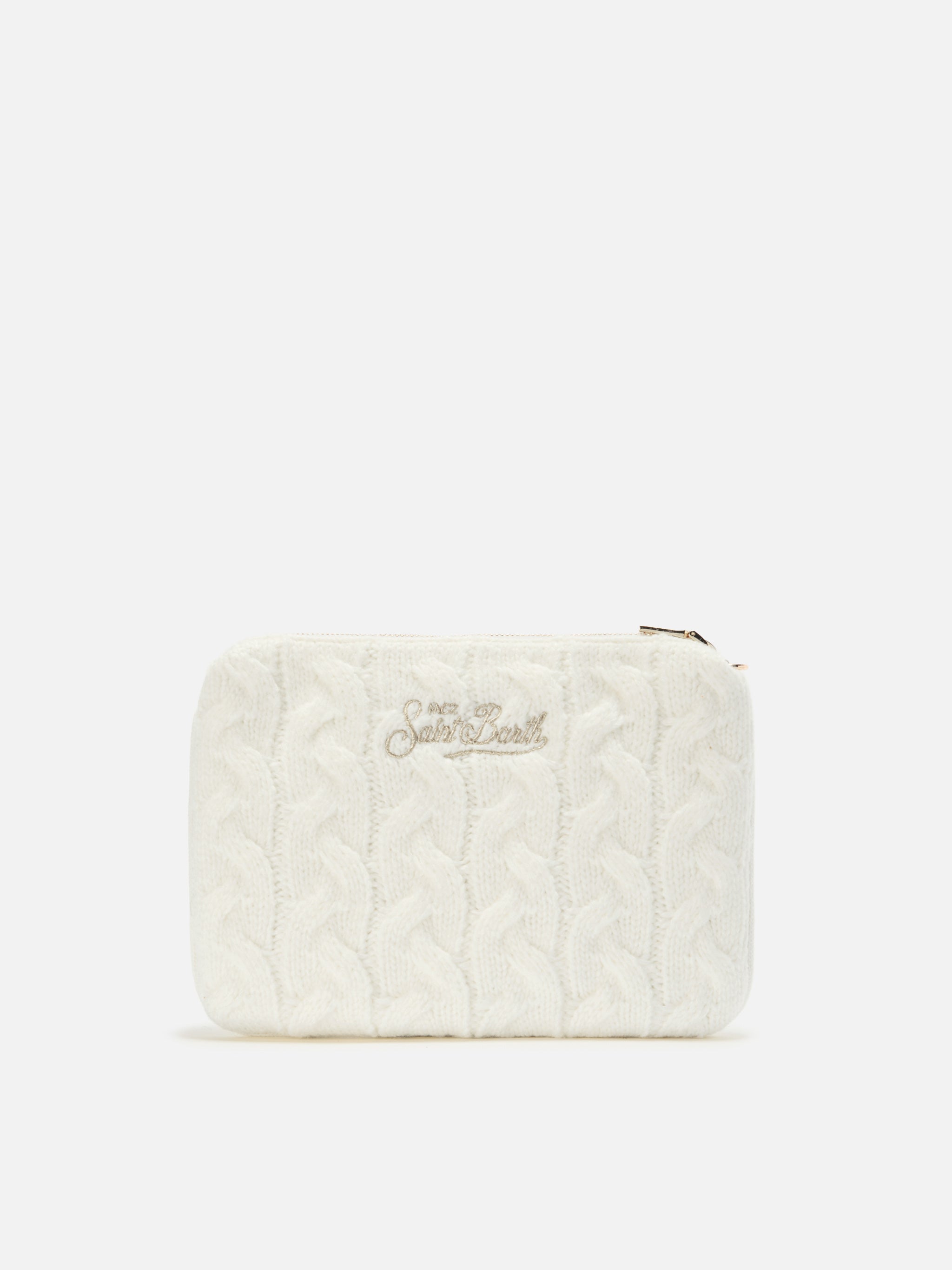 Borsa crossbody Parisienne Wool Braid in misto lana a trecce bianca