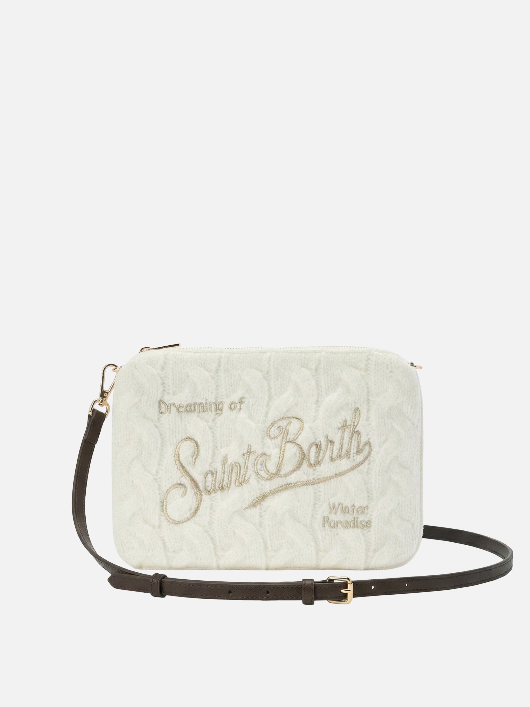 Borsa crossbody Parisienne Wool Braid in misto lana a trecce bianca