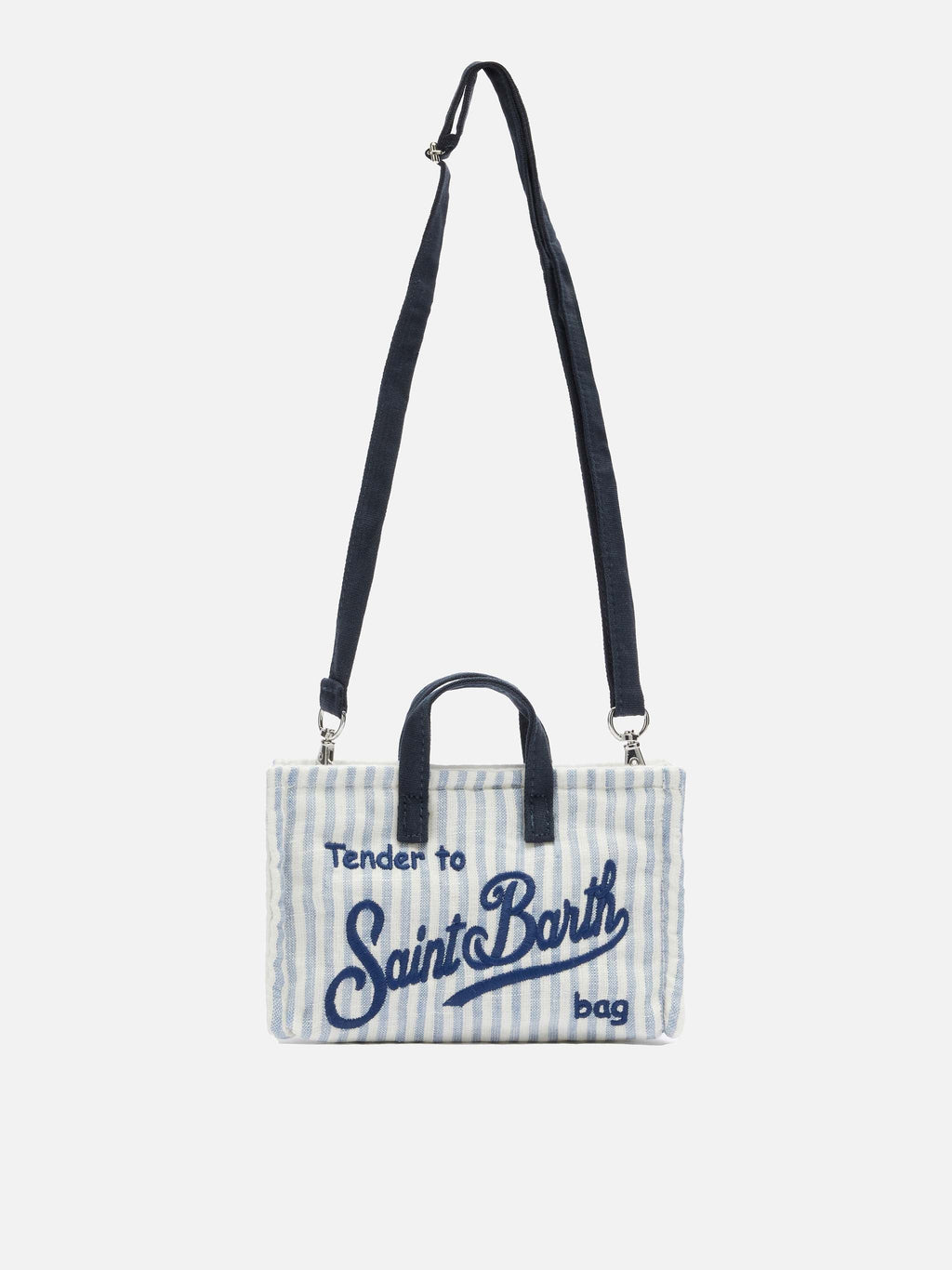 Linen Phone Bag with light blue striped print - MC2 Saint Barth